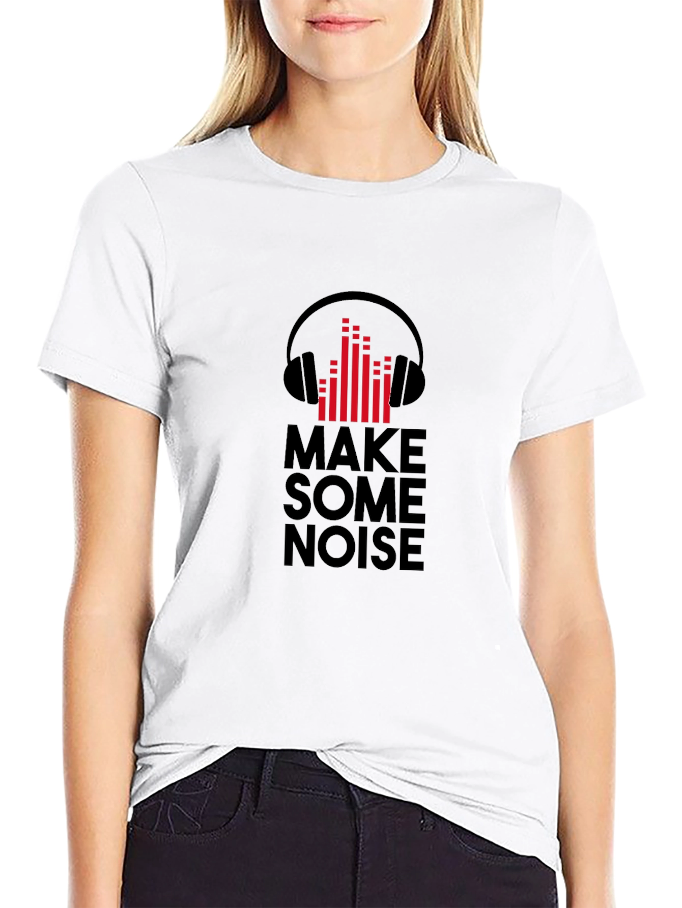 Make Some Noise Graphic Tee - Black Cotton Blend