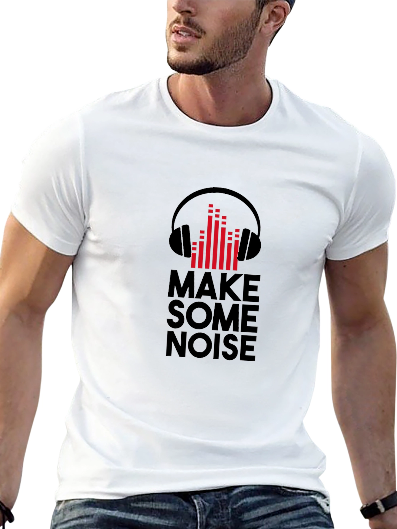 Make Some Noise Graphic Tee - Black Cotton Blend