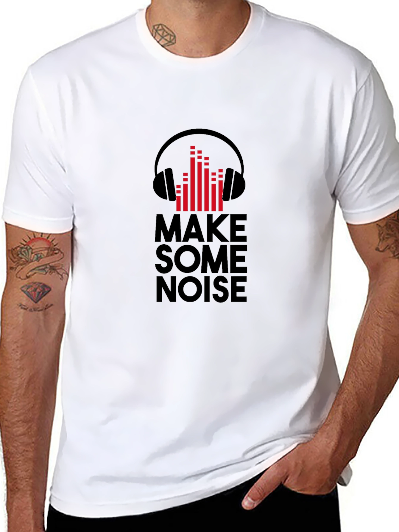 Make Some Noise Graphic Tee - Black Cotton Blend