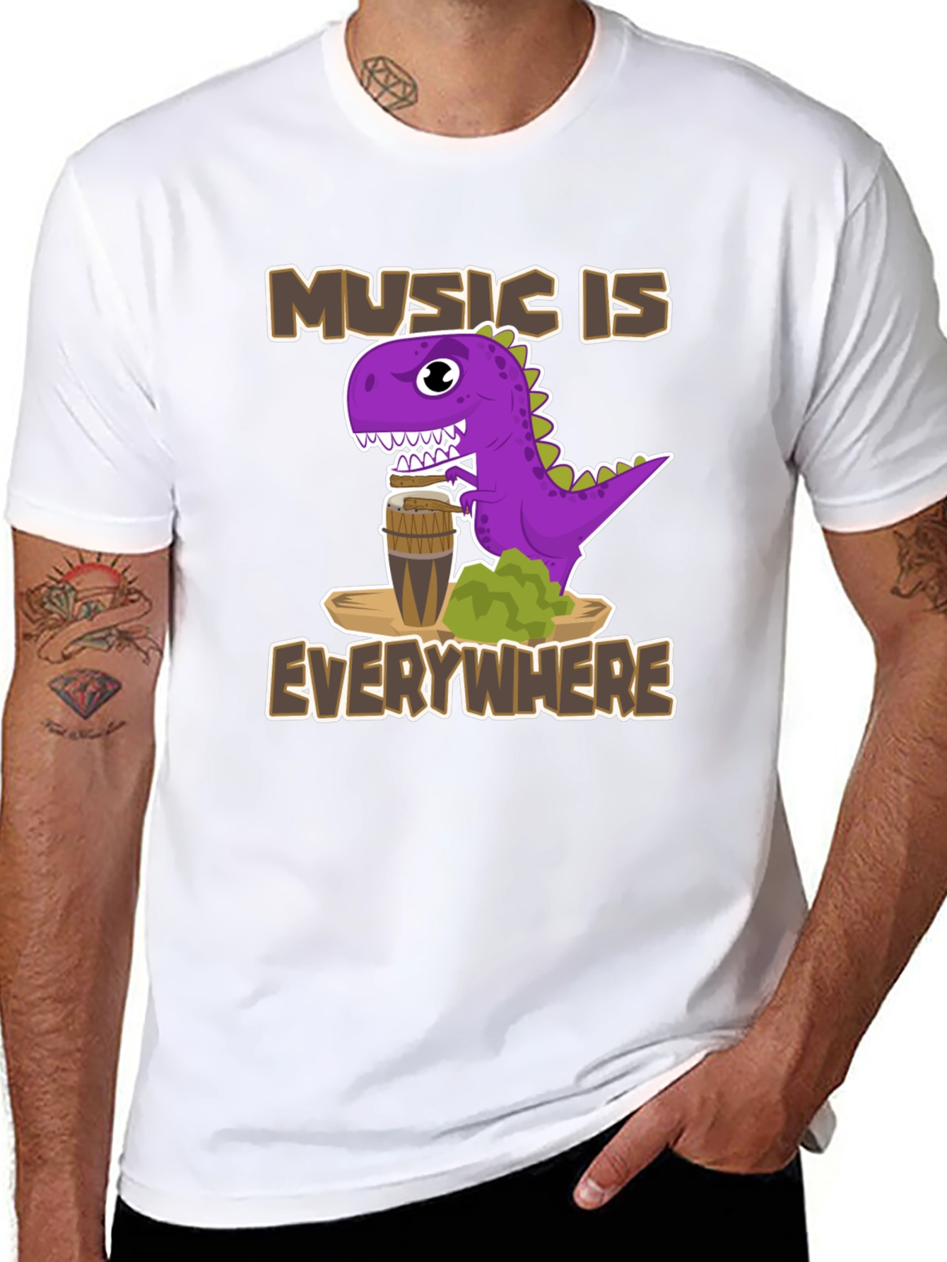 Music Is Everywhere Dinosaur T-Shirt