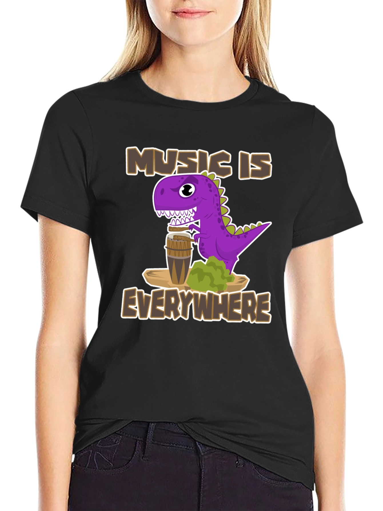 Music Is Everywhere Dinosaur T-Shirt