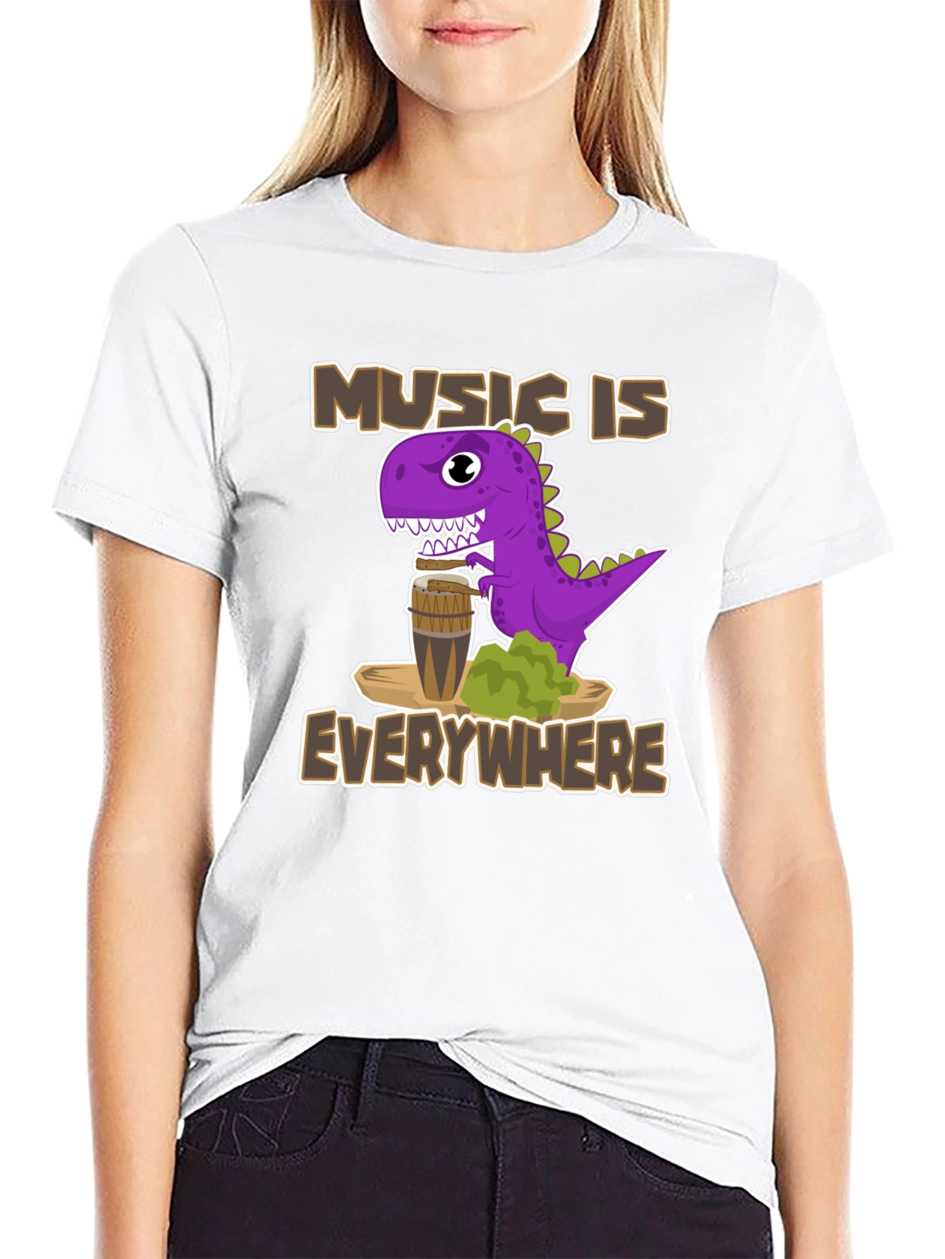 Music Is Everywhere Dinosaur T-Shirt