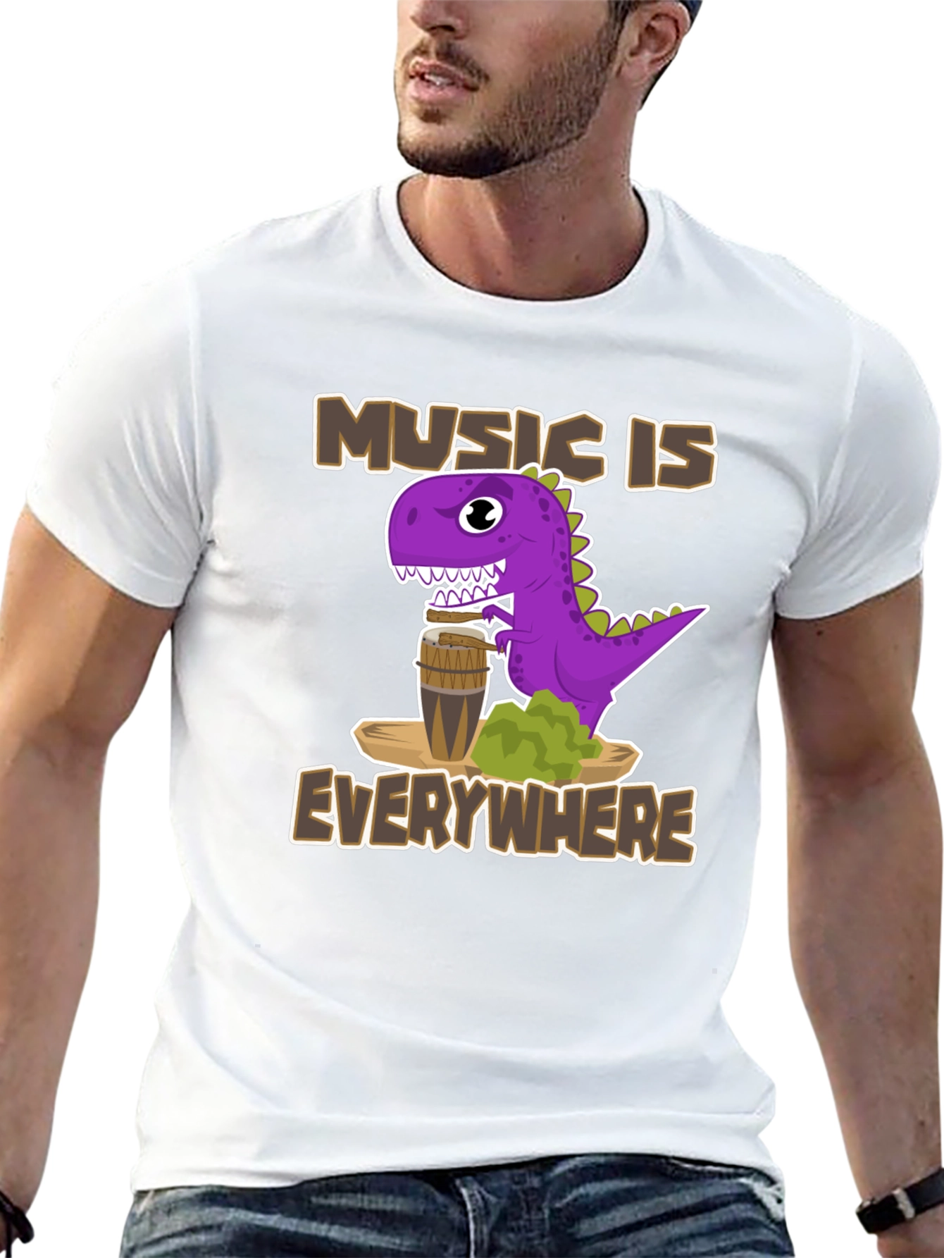 Music Is Everywhere Dinosaur T-Shirt