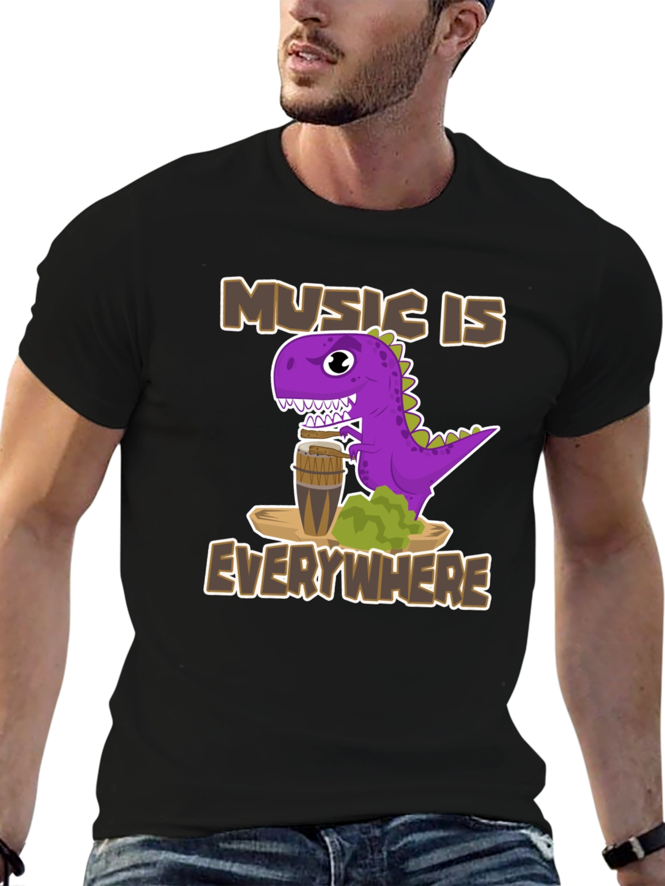 Music Is Everywhere Dinosaur T-Shirt