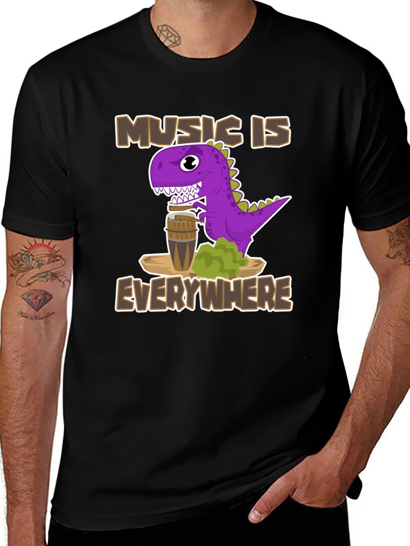 Music Is Everywhere Dinosaur T-Shirt