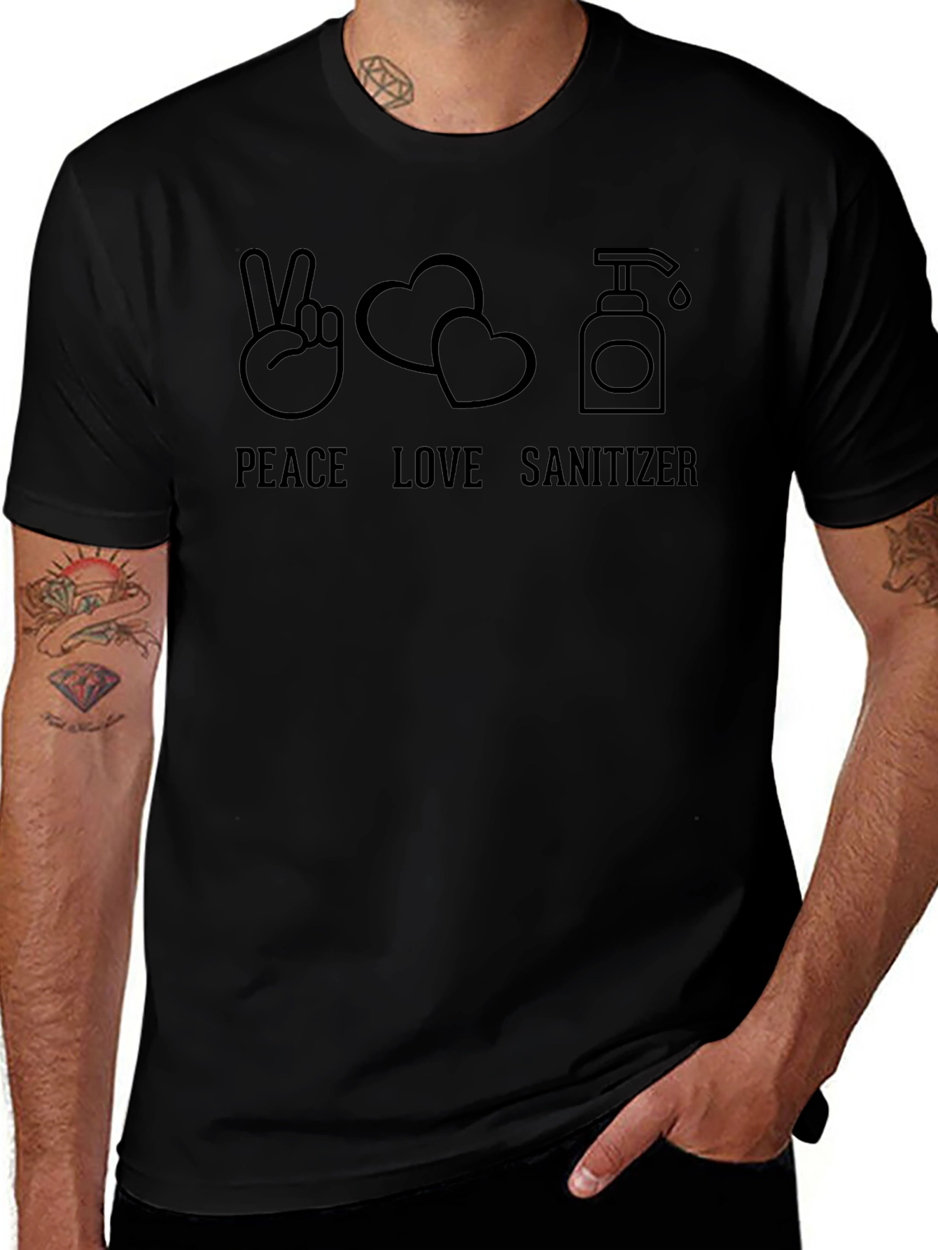 Peace Love Sanitizer T-Shirt - Stylish Graphic Tee