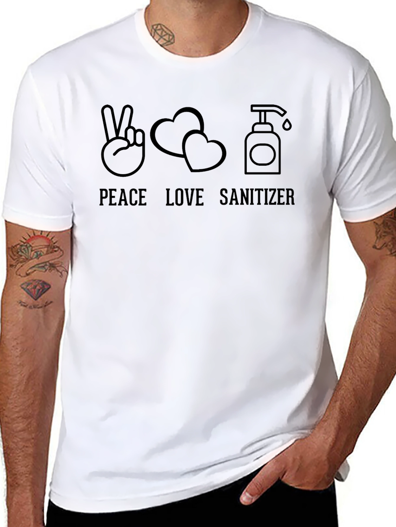 Peace Love Sanitizer T-Shirt - Stylish Graphic Tee