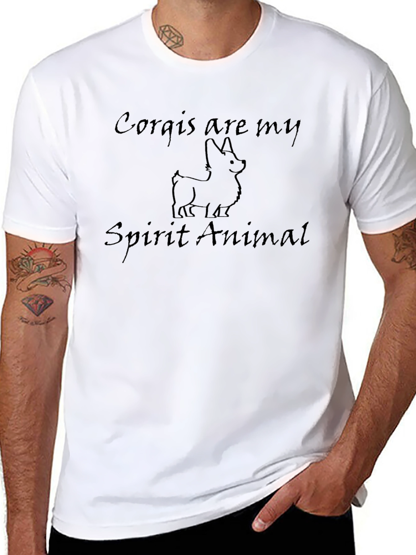 Corgi Spirit Animal Black T-Shirt