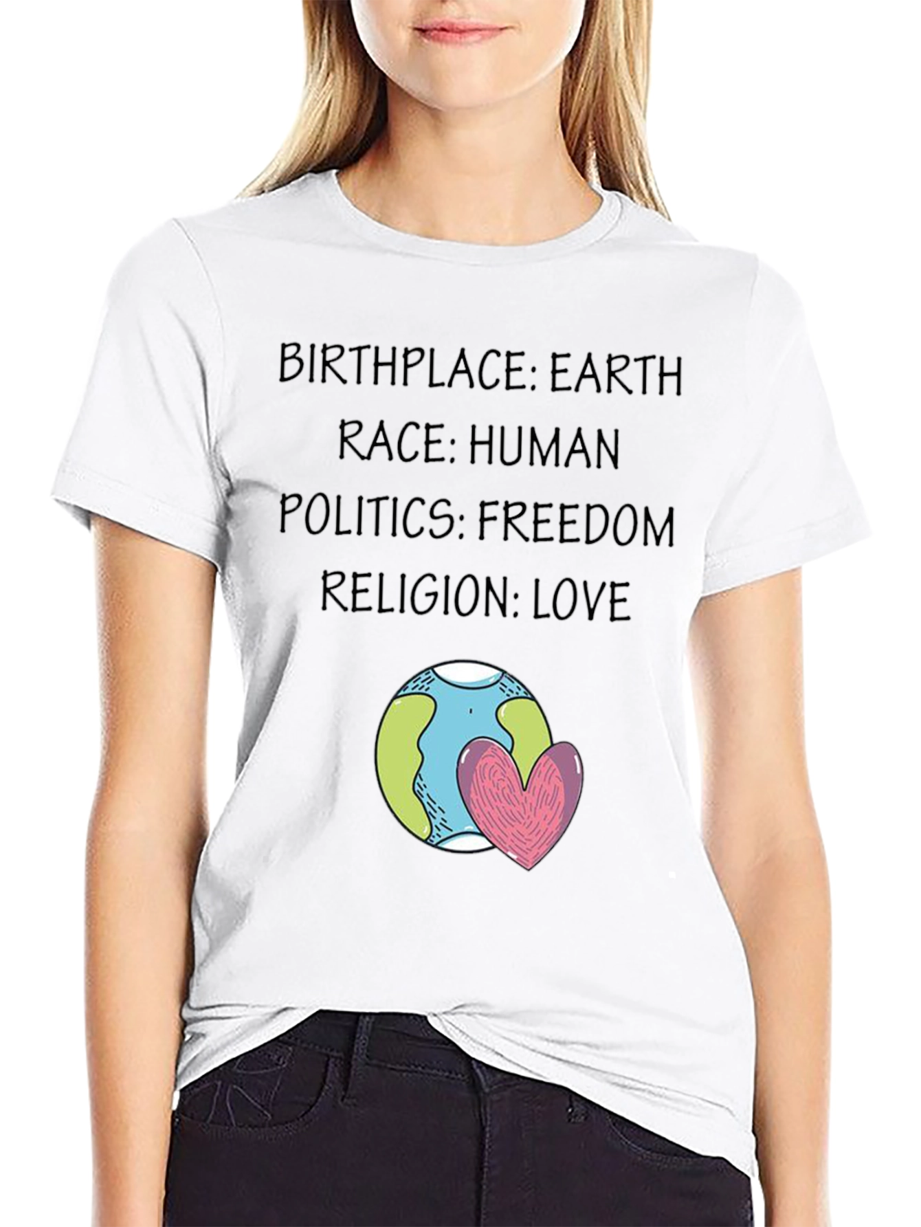 Earth Love T-Shirt - Unity Freedom & Peace Design