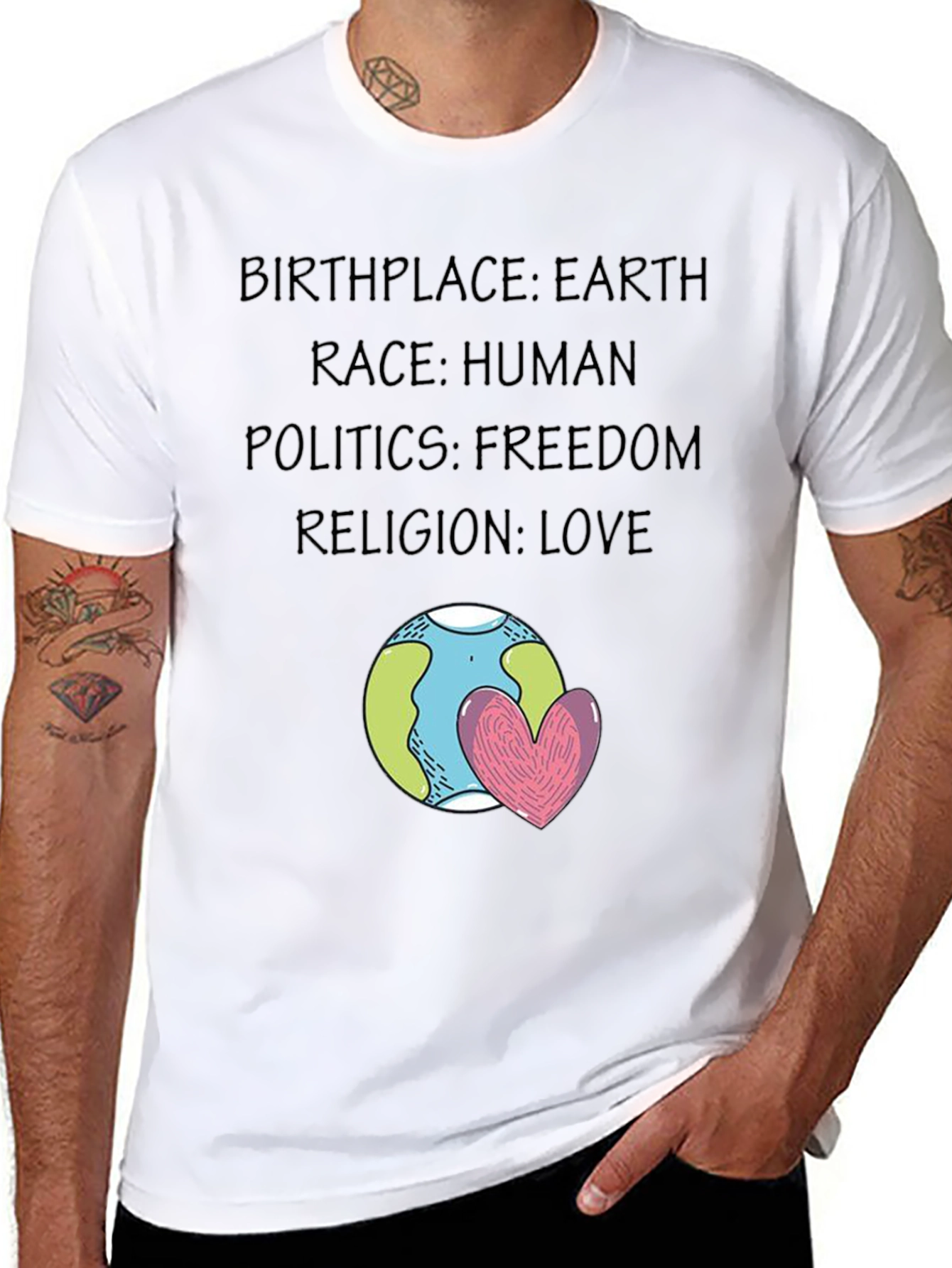 Earth Love T-Shirt - Unity Freedom & Peace Design