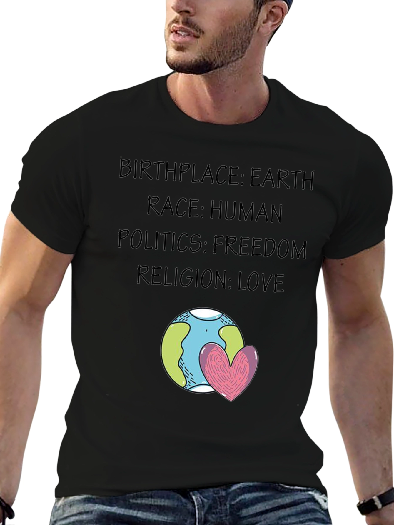 Earth Love T-Shirt - Unity Freedom & Peace Design