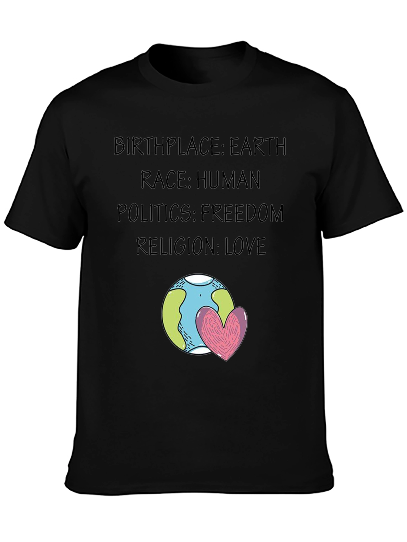 Earth Love T-Shirt - Unity Freedom & Peace Design