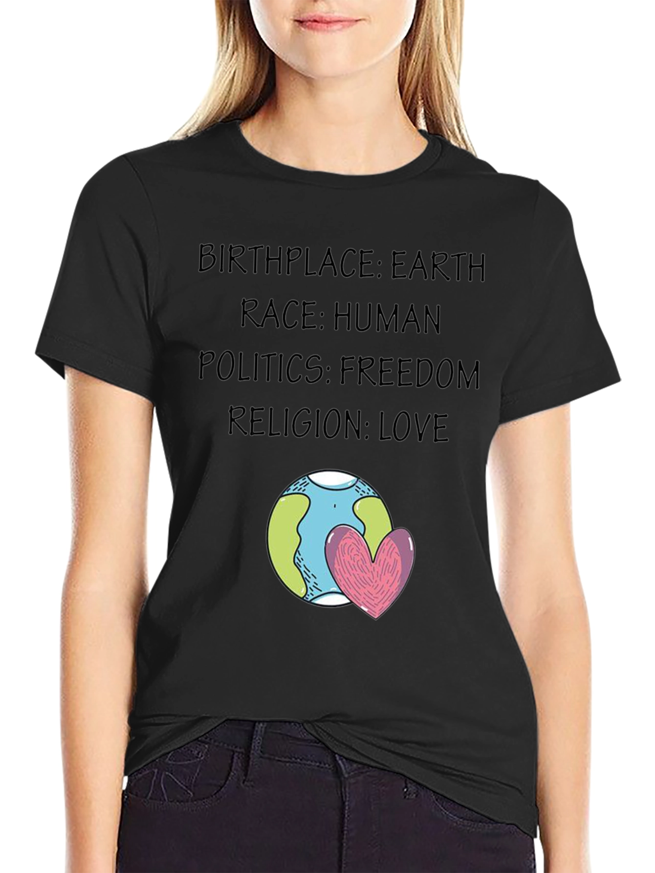 Earth Love T-Shirt - Unity Freedom & Peace Design