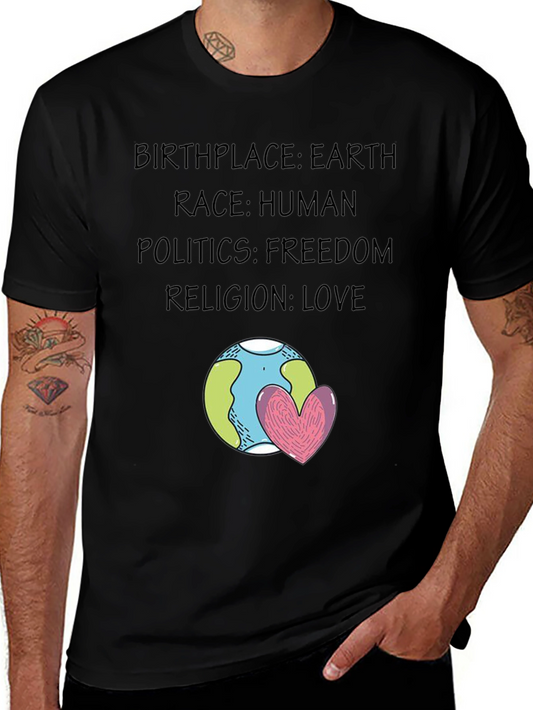 Earth Love T-Shirt - Unity Freedom & Peace Design