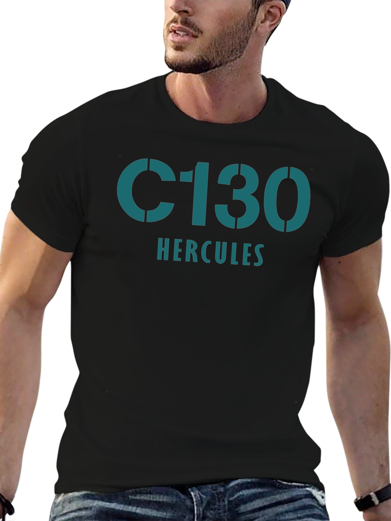C-130 Hercules Graphic Tee - Black Cotton T-Shirt