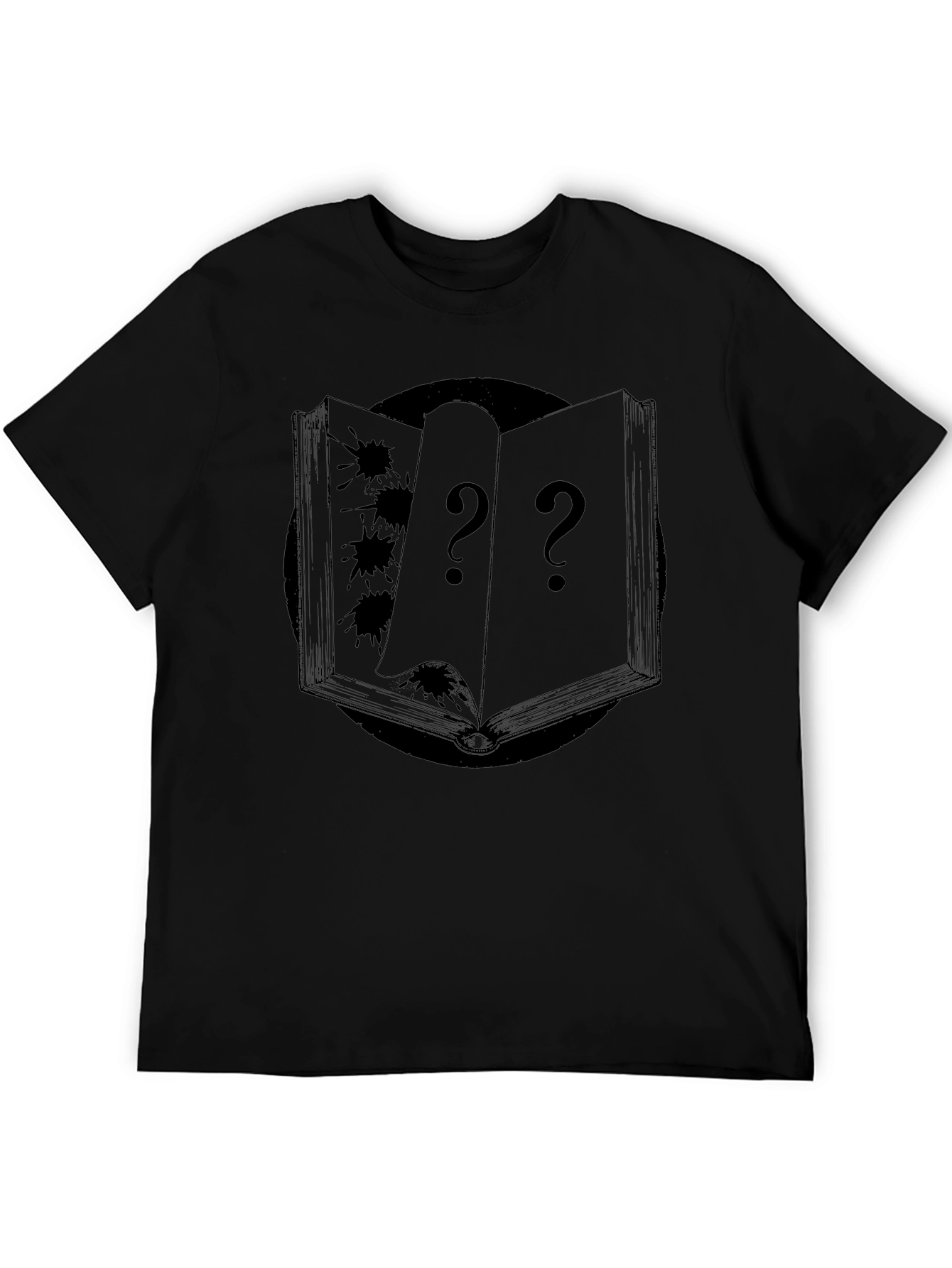 Mystery Book Graphic Tee - Soft Black Cotton T-Shirt