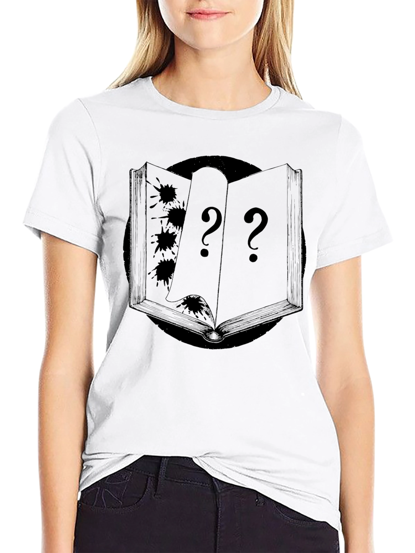 Mystery Book Graphic Tee - Soft Black Cotton T-Shirt