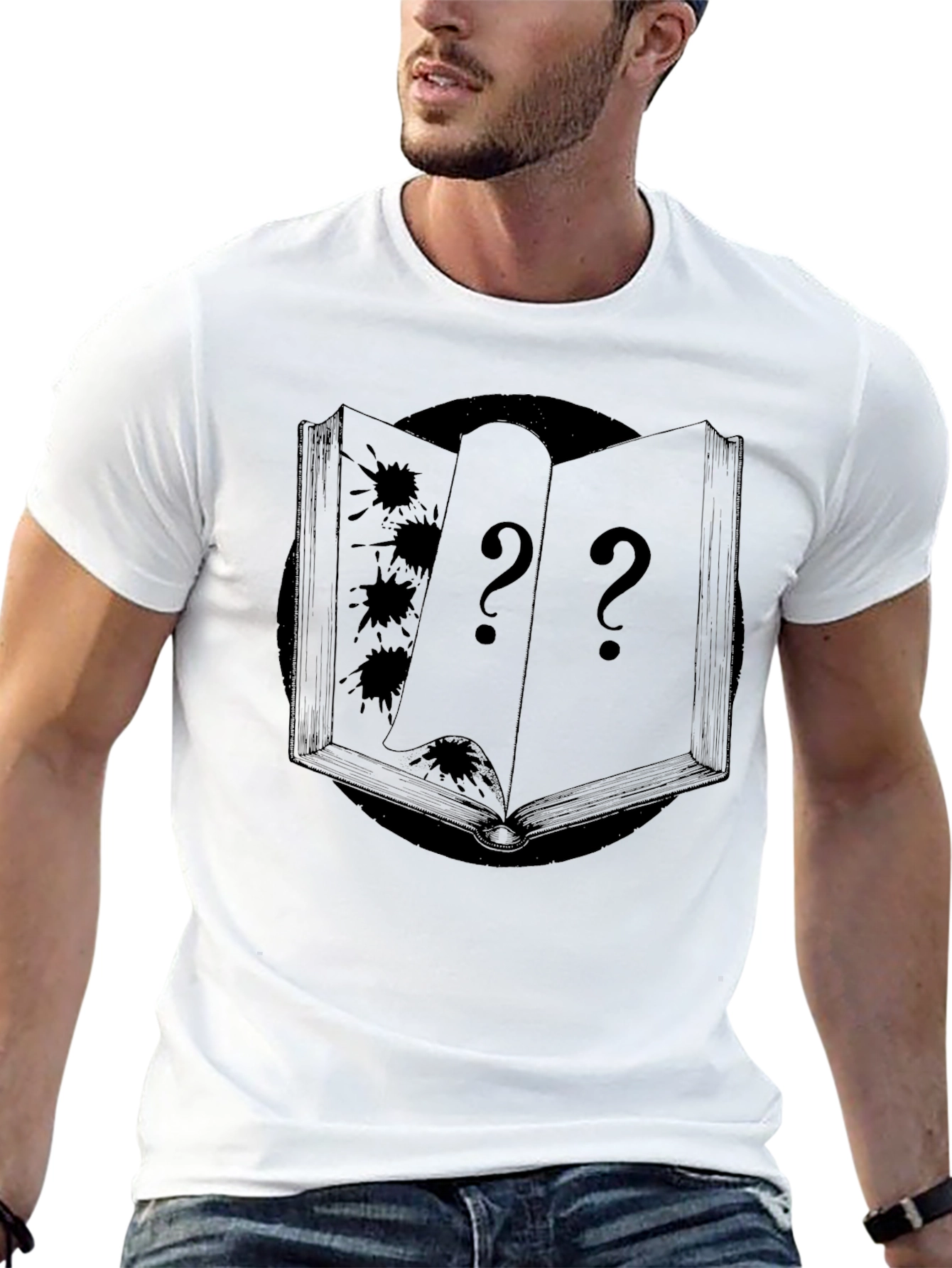Mystery Book Graphic Tee - Soft Black Cotton T-Shirt