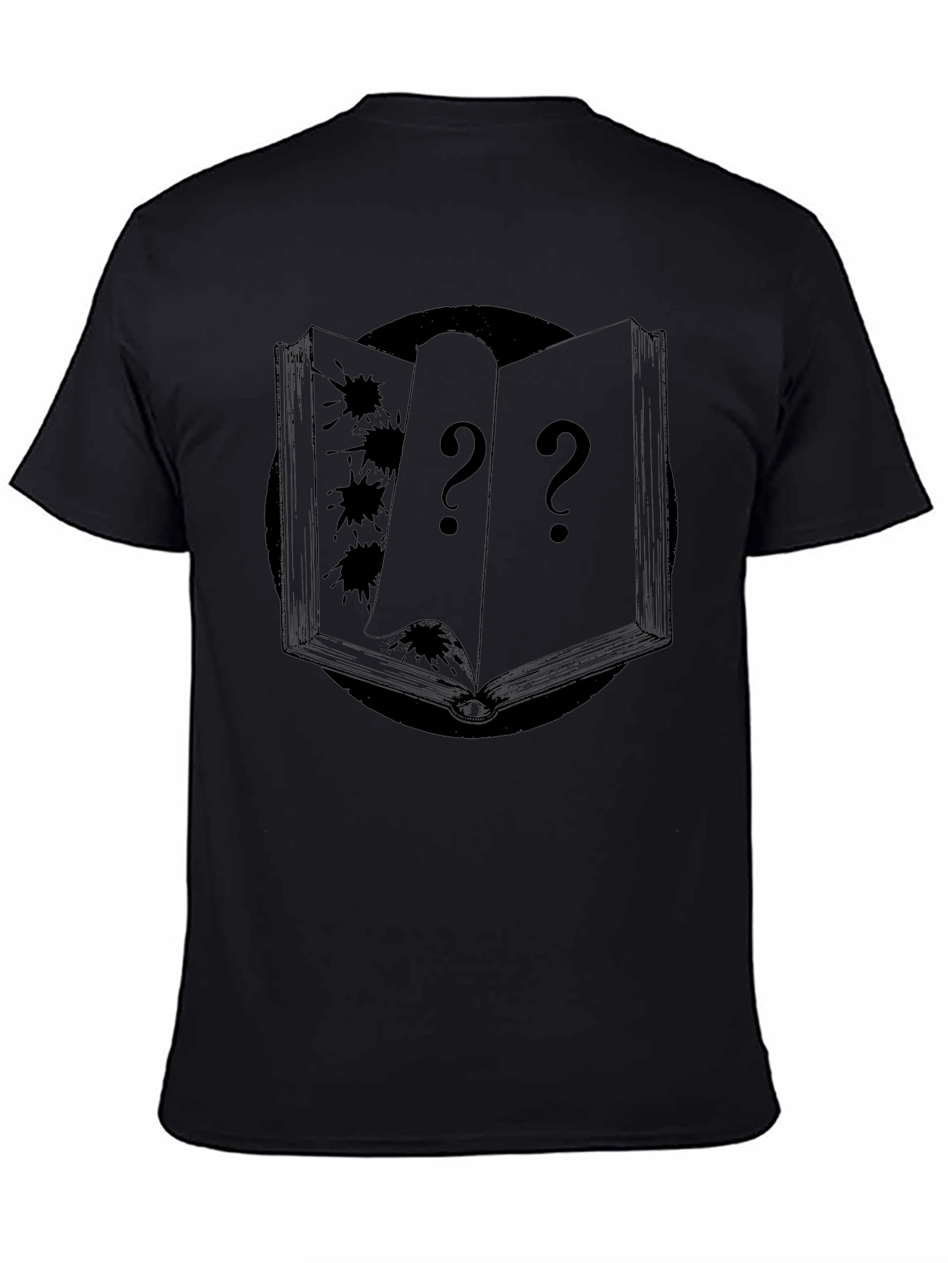 Mystery Book Graphic Tee - Soft Black Cotton T-Shirt