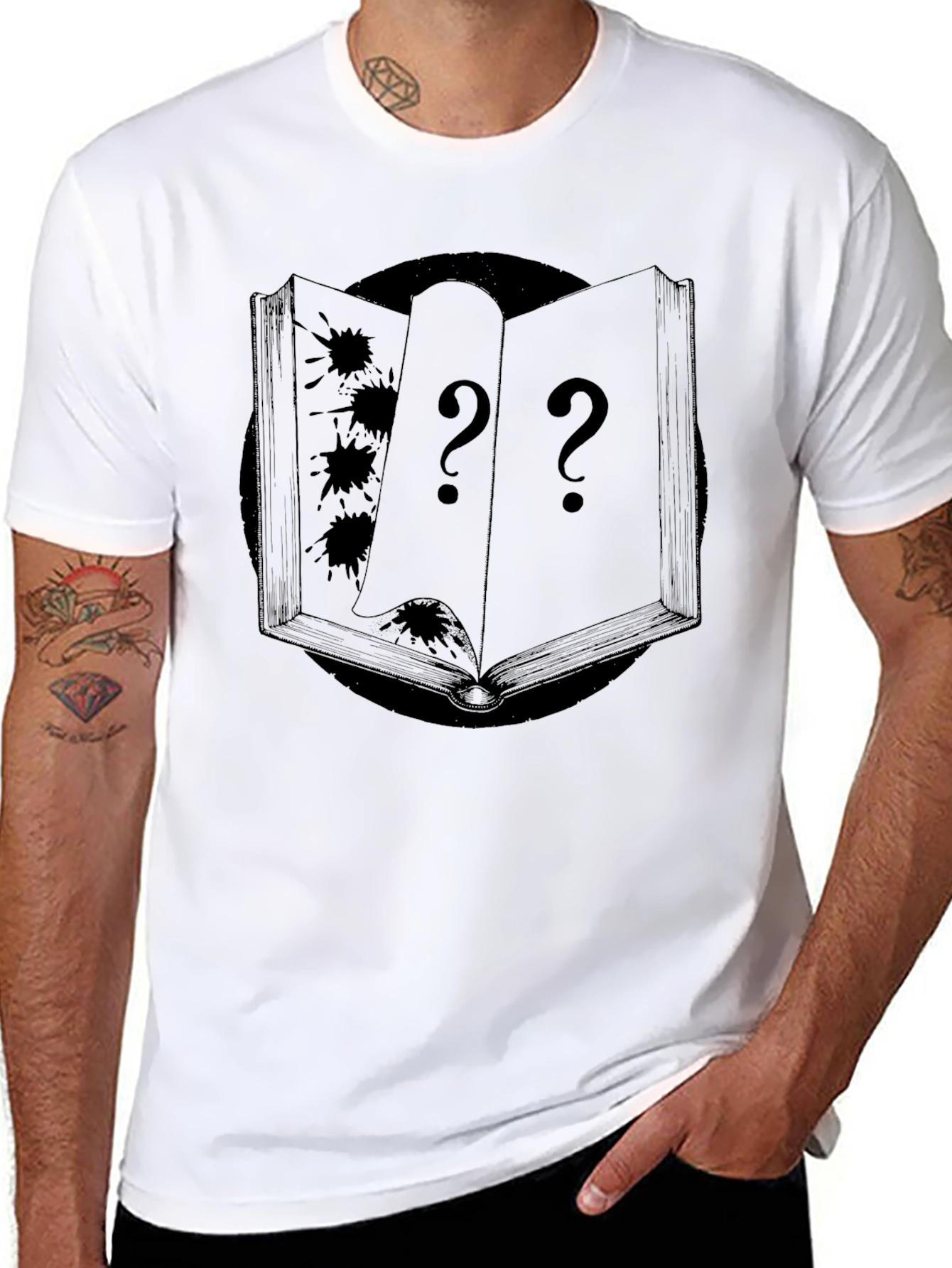 Mystery Book Graphic Tee - Soft Black Cotton T-Shirt