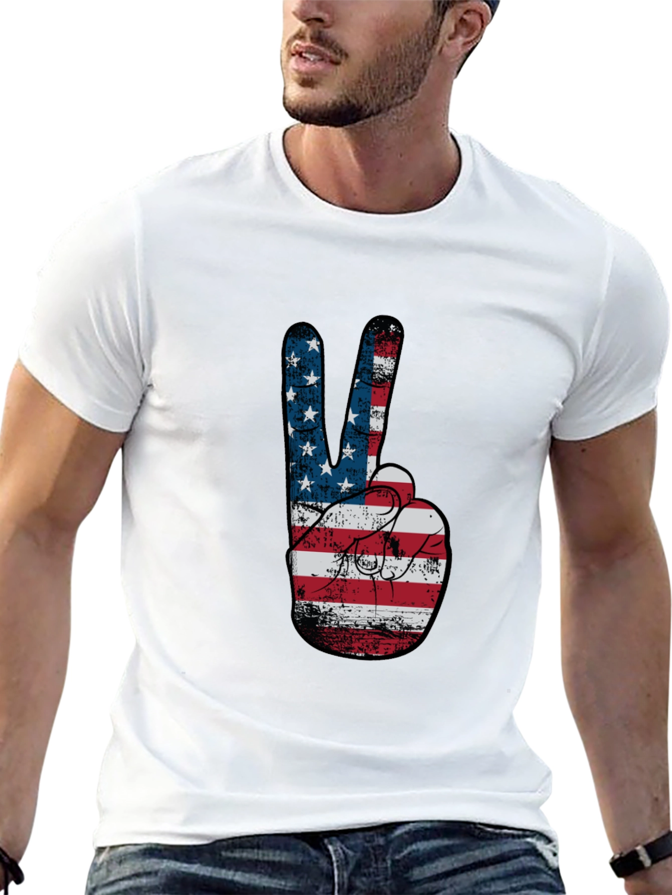 Peace Sign American Flag Graphic T-Shirt