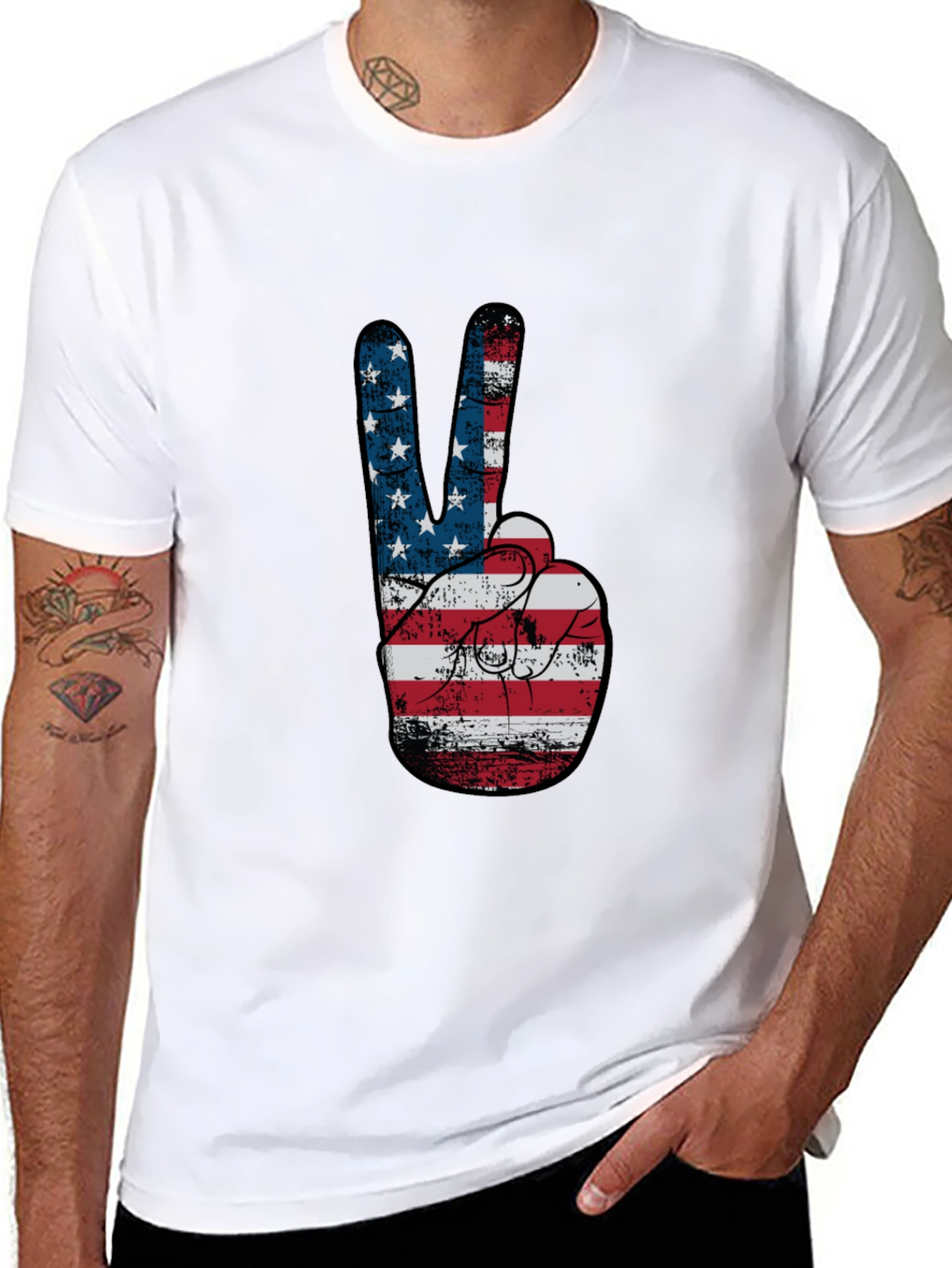 Peace Sign American Flag Graphic T-Shirt