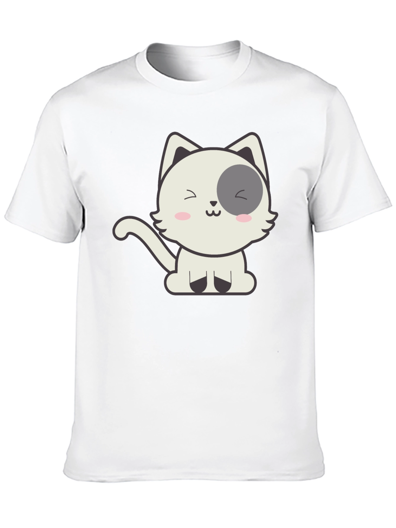 Cute Cartoon Cat Graphic Black T-Shirt