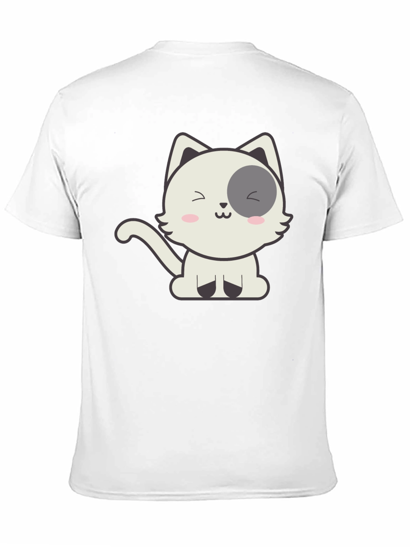Cute Cartoon Cat Graphic Black T-Shirt