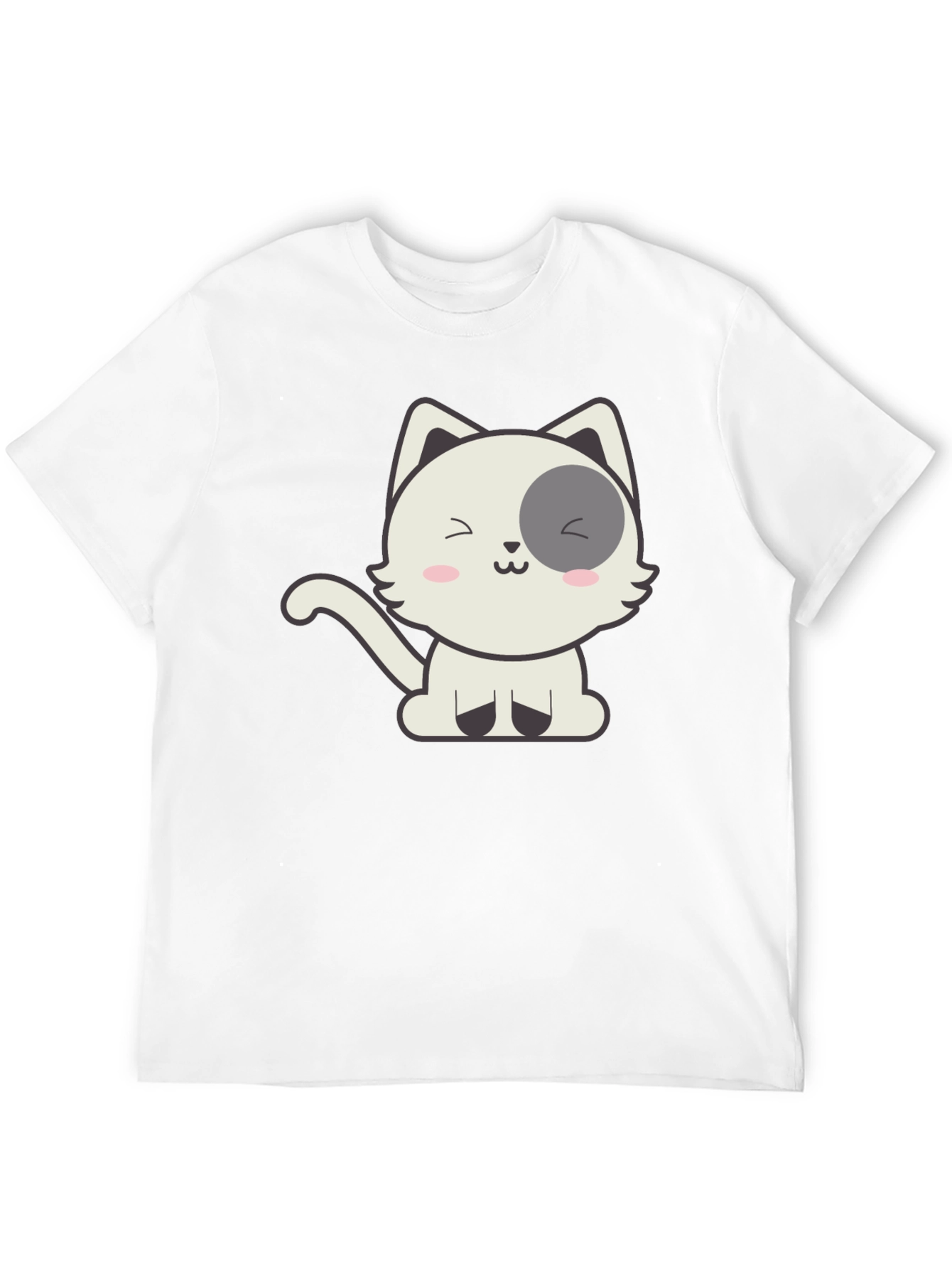Cute Cartoon Cat Graphic Black T-Shirt