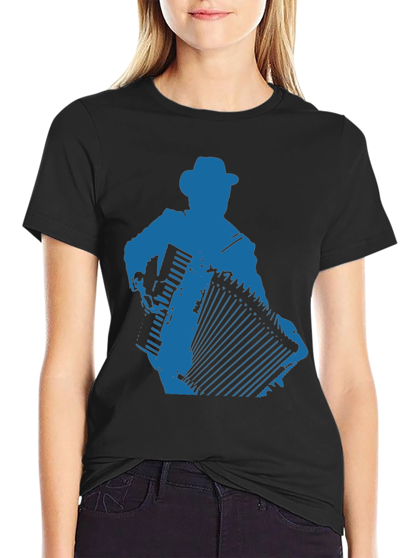 Accordion Player Graphic Tee - Black