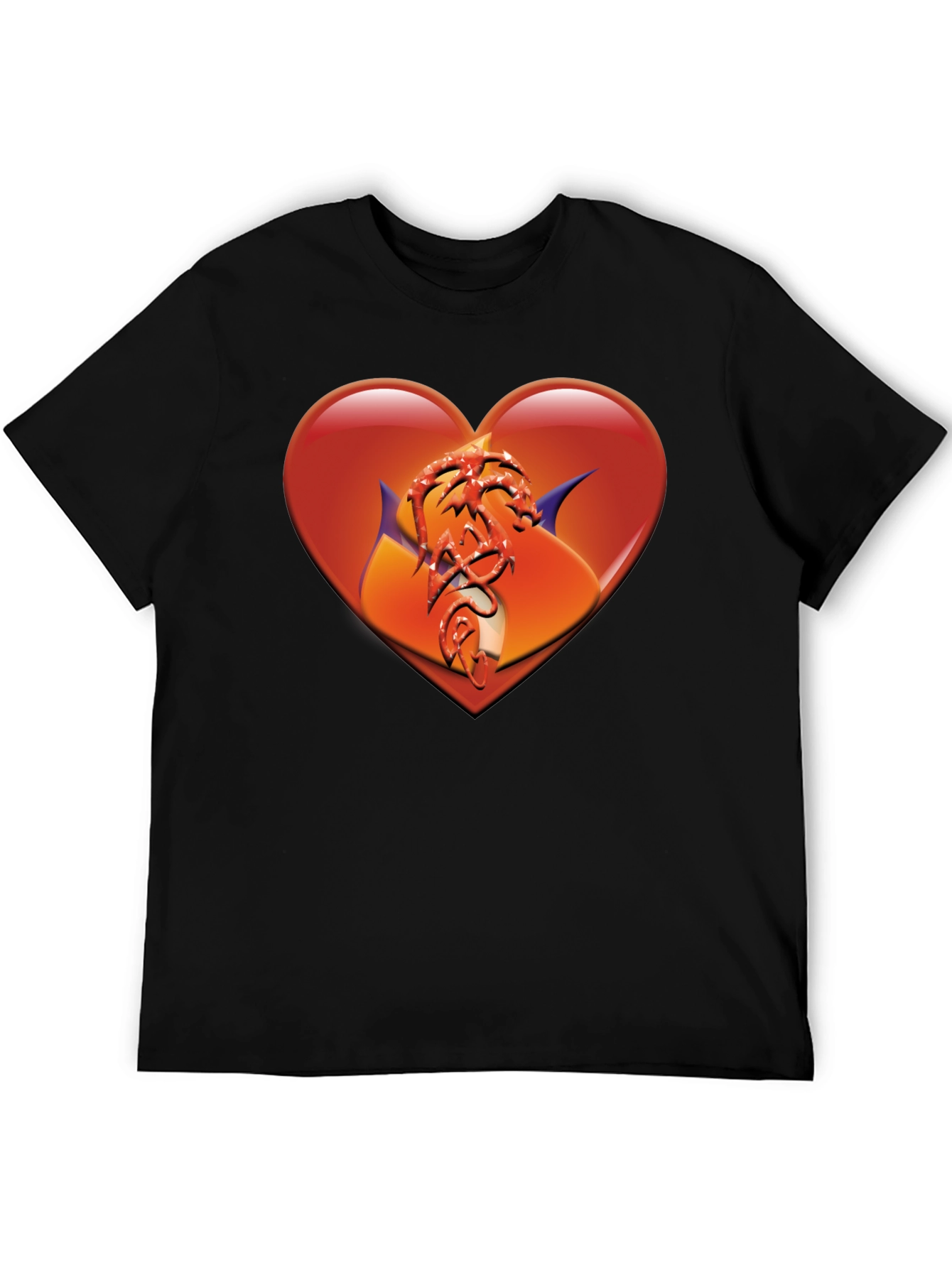 Heart Dragon Graphic Black T-Shirt