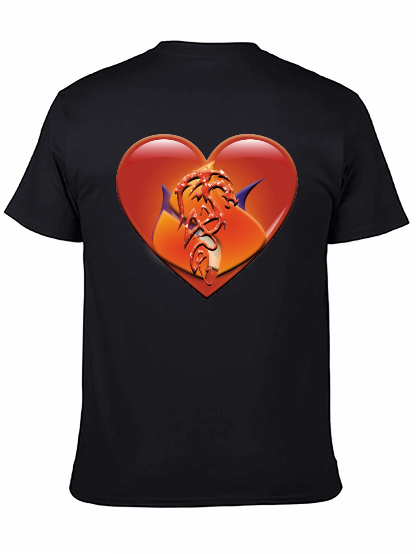 Heart Dragon Graphic Black T-Shirt