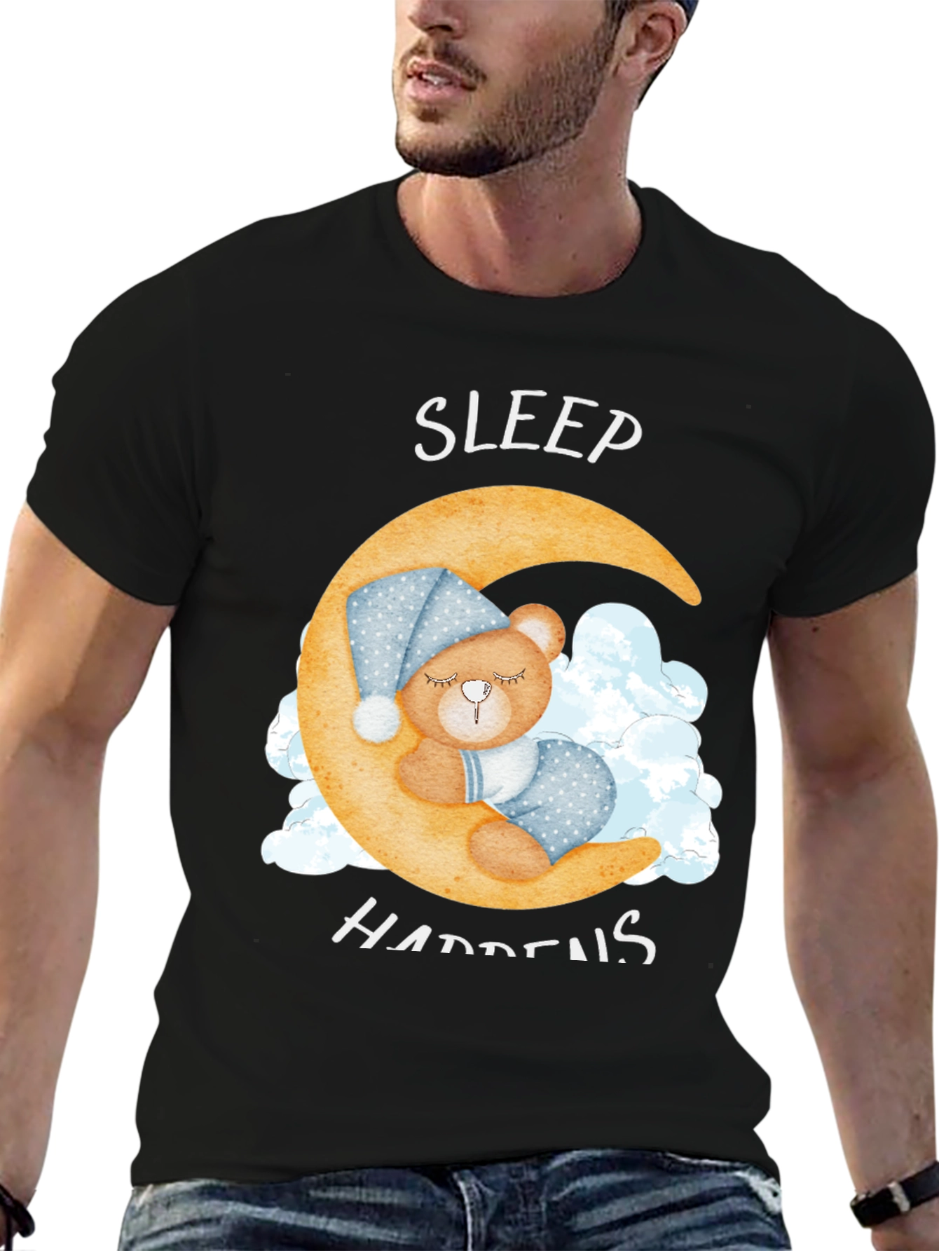 Sleep Happens T-Shirt - Crescent Moon Bear