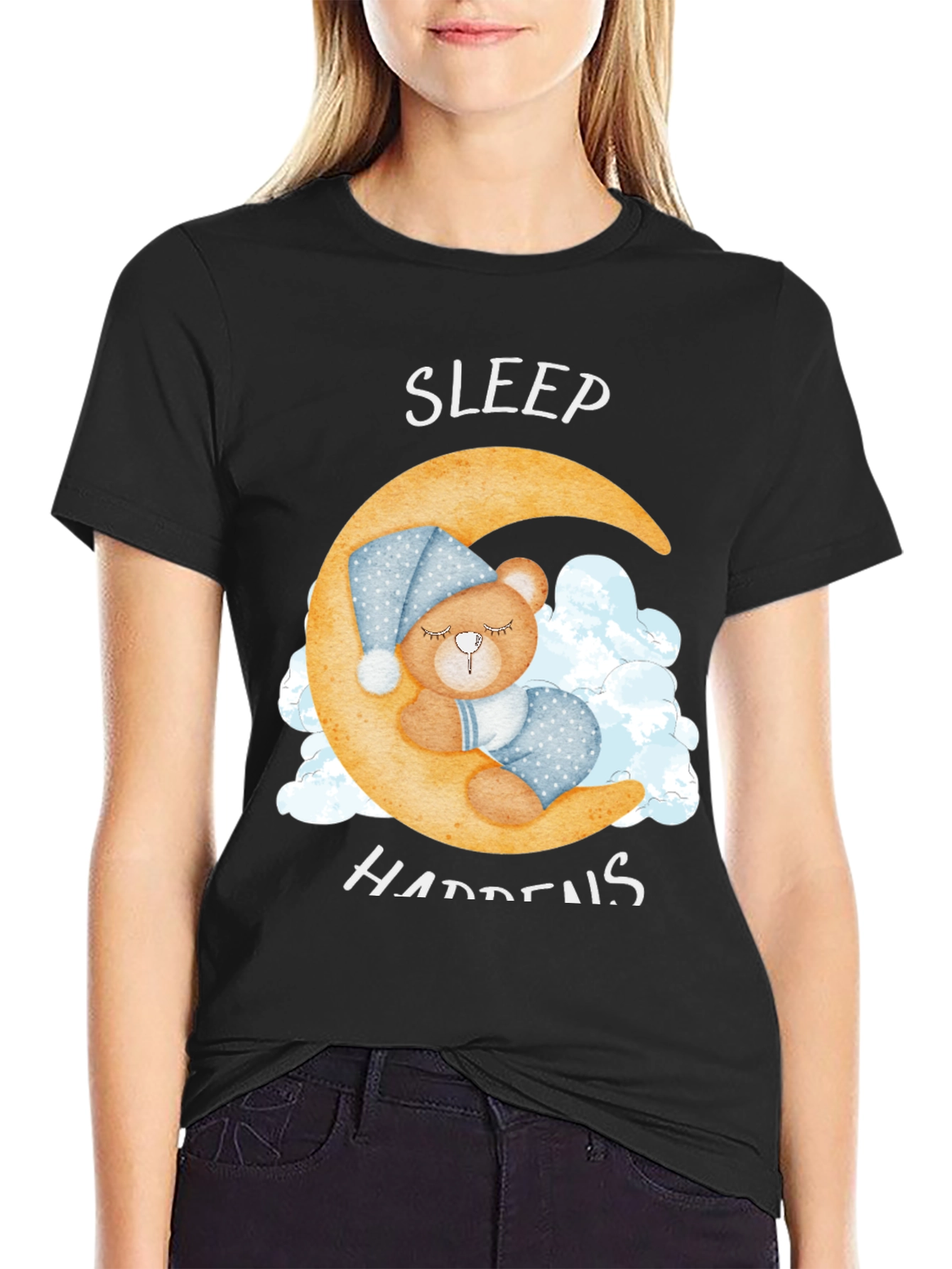 Sleep Happens T-Shirt - Crescent Moon Bear