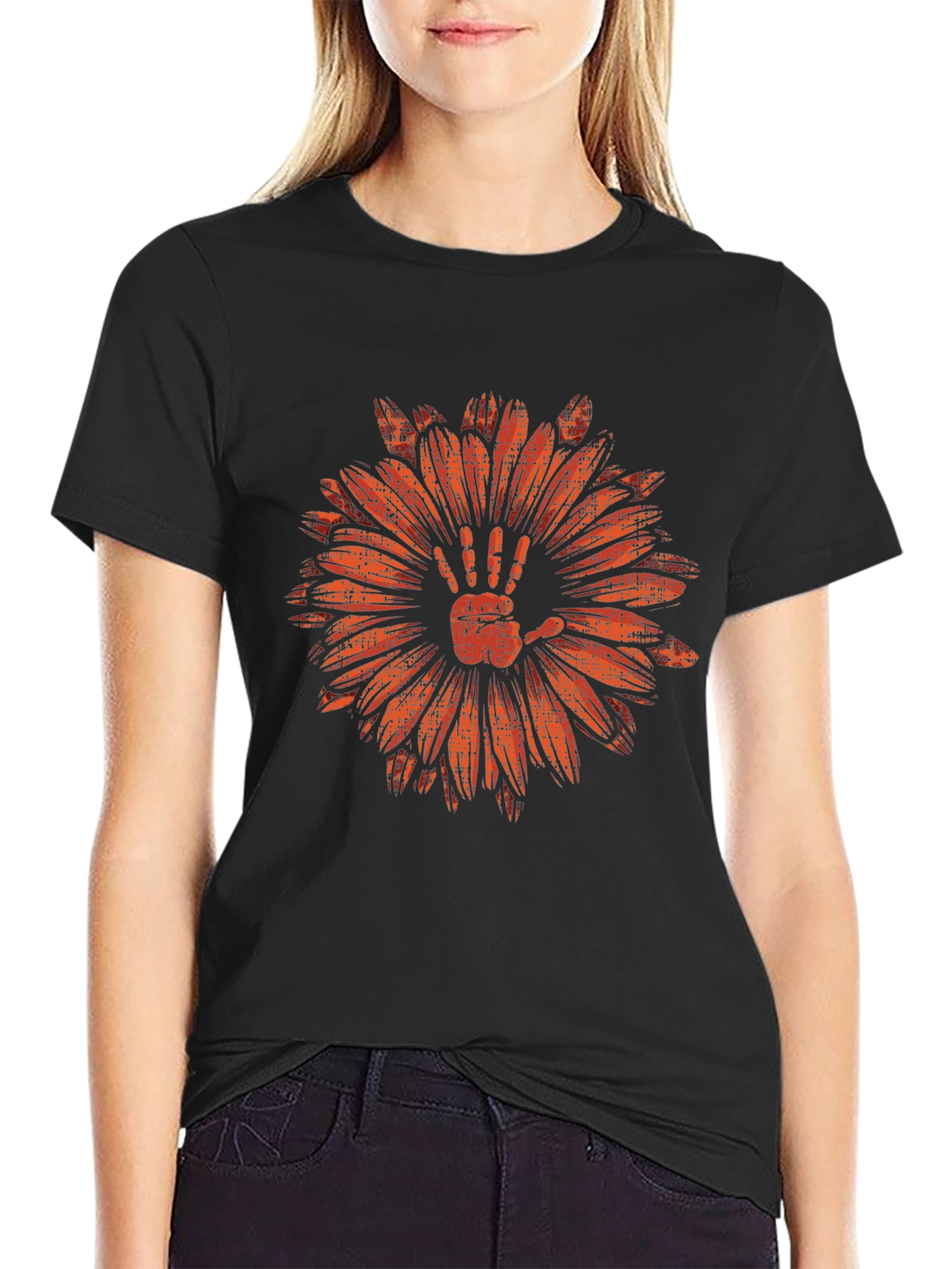 Hand Flower Graphic Tee - Mens Black T-Shirt