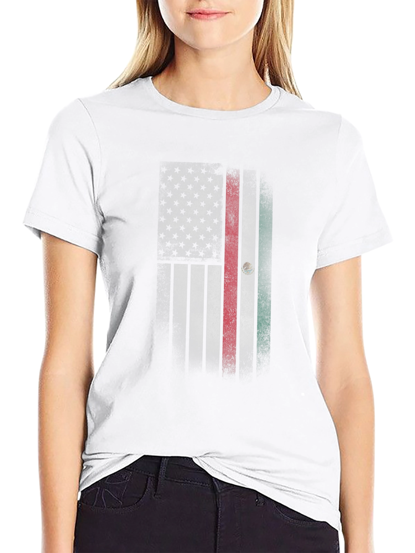 USA Mexico Flag T-Shirt - Distressed Graphic Tee