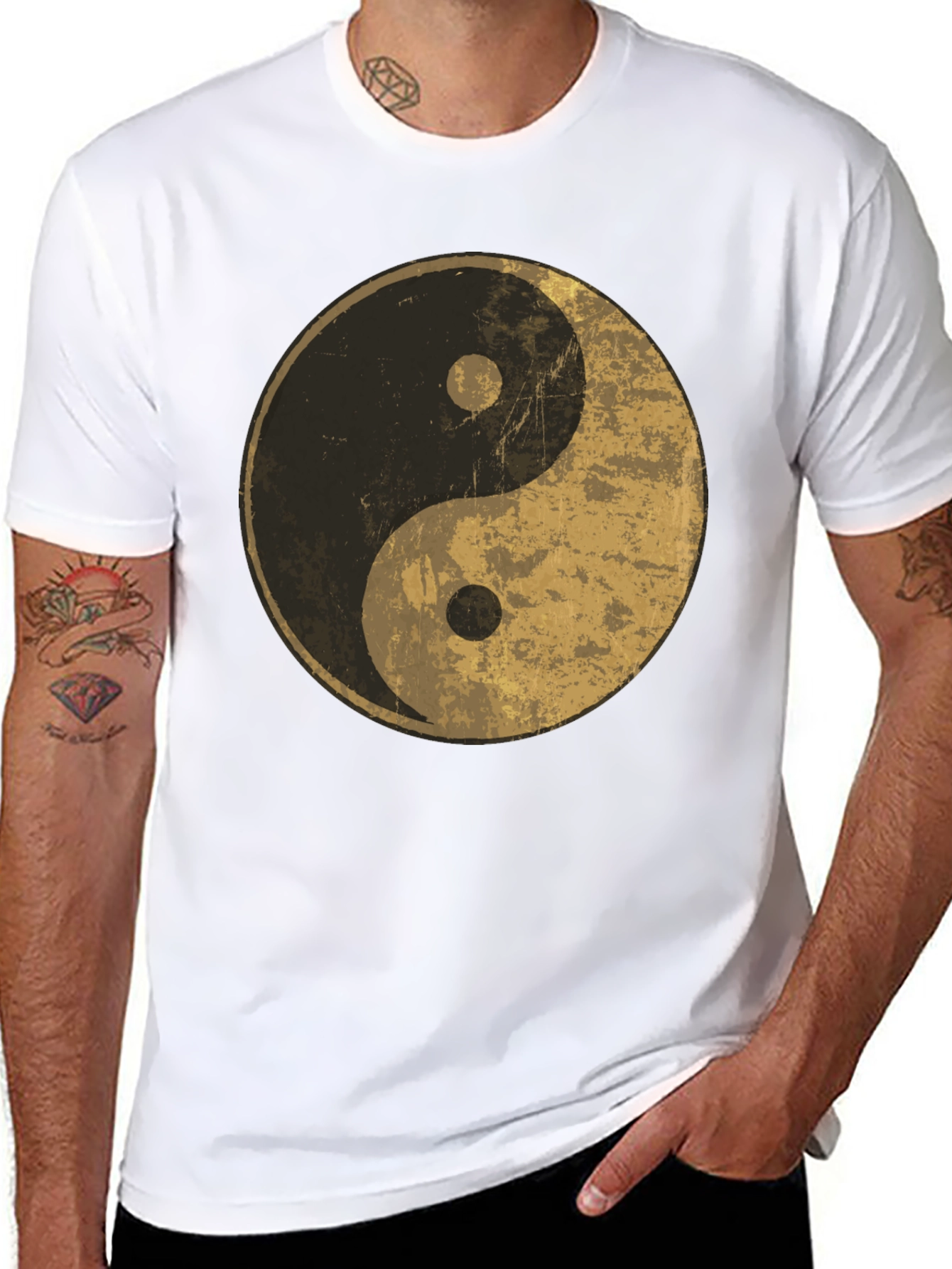 Yin Yang Graphic Tee - Distressed Design