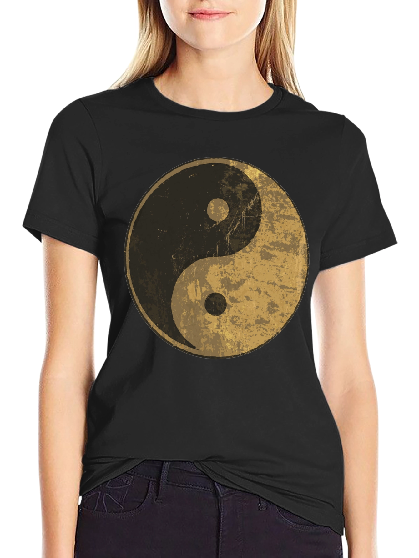 Yin Yang Graphic Tee - Distressed Design