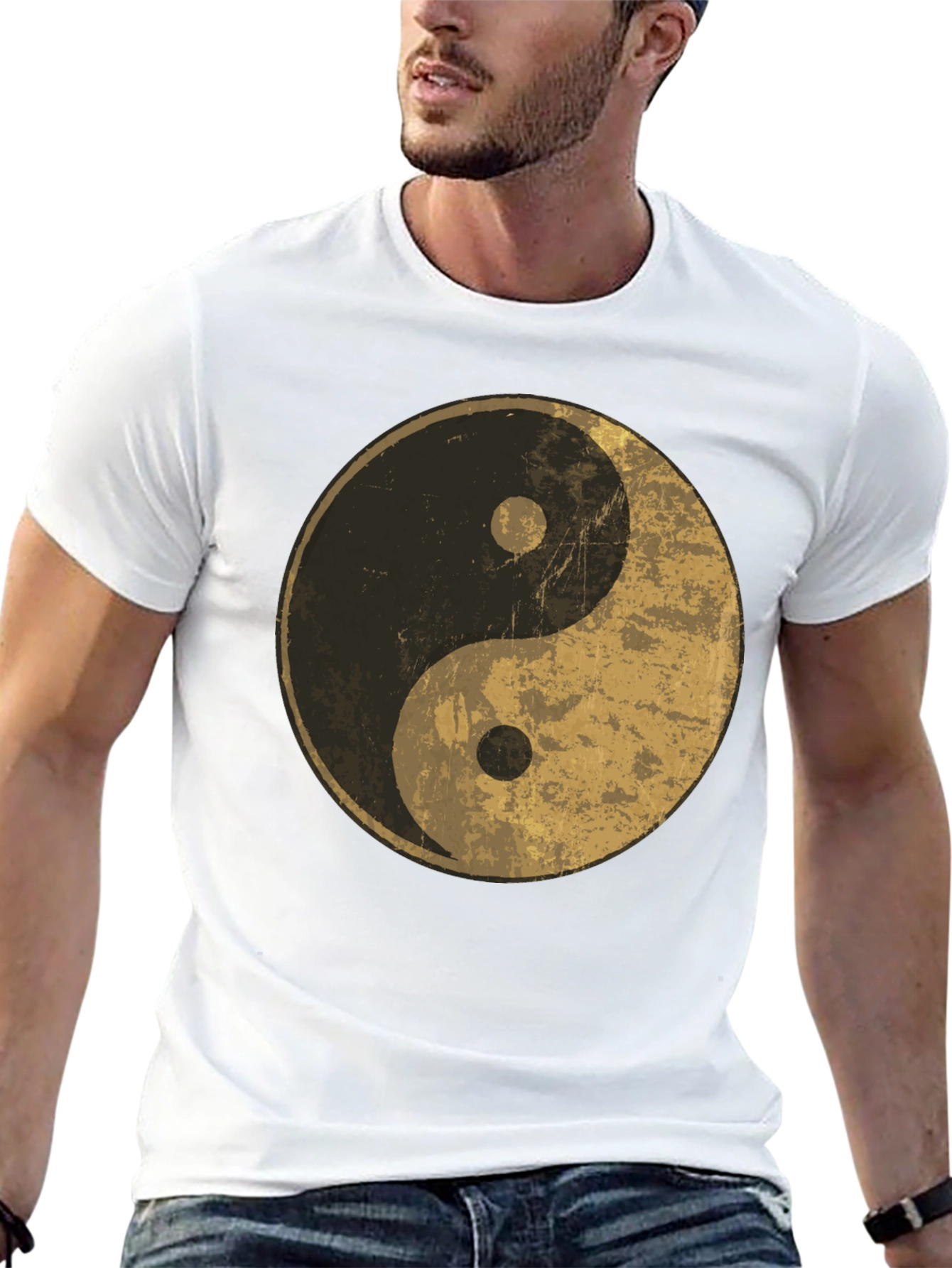 Yin Yang Graphic Tee - Distressed Design