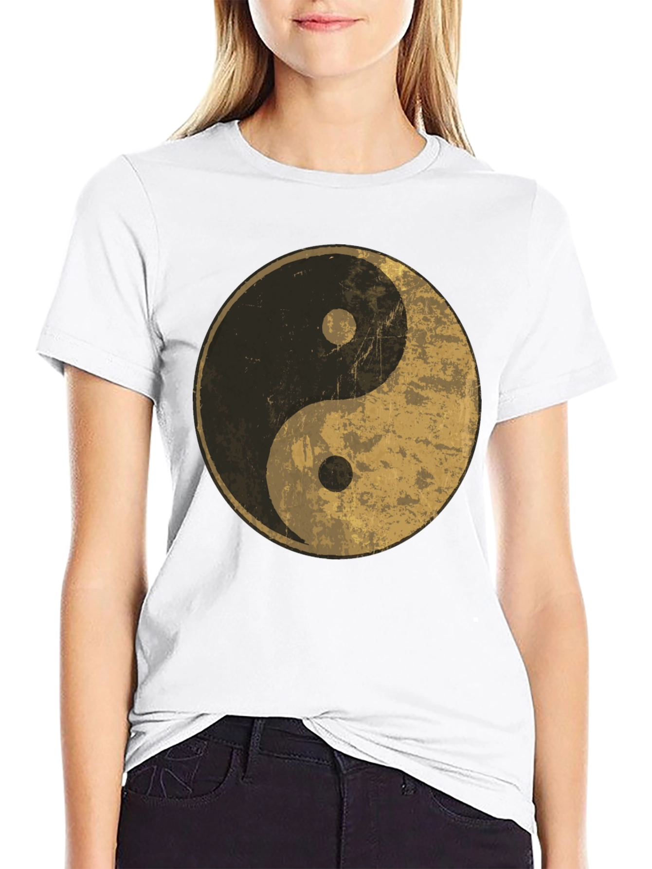 Yin Yang Graphic Tee - Distressed Design