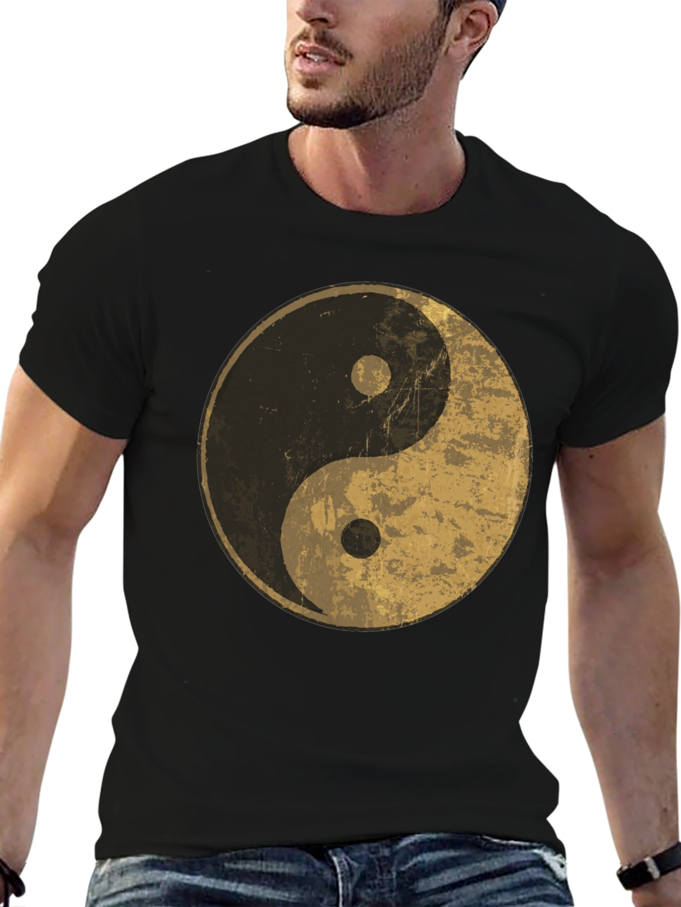 Yin Yang Graphic Tee - Distressed Design