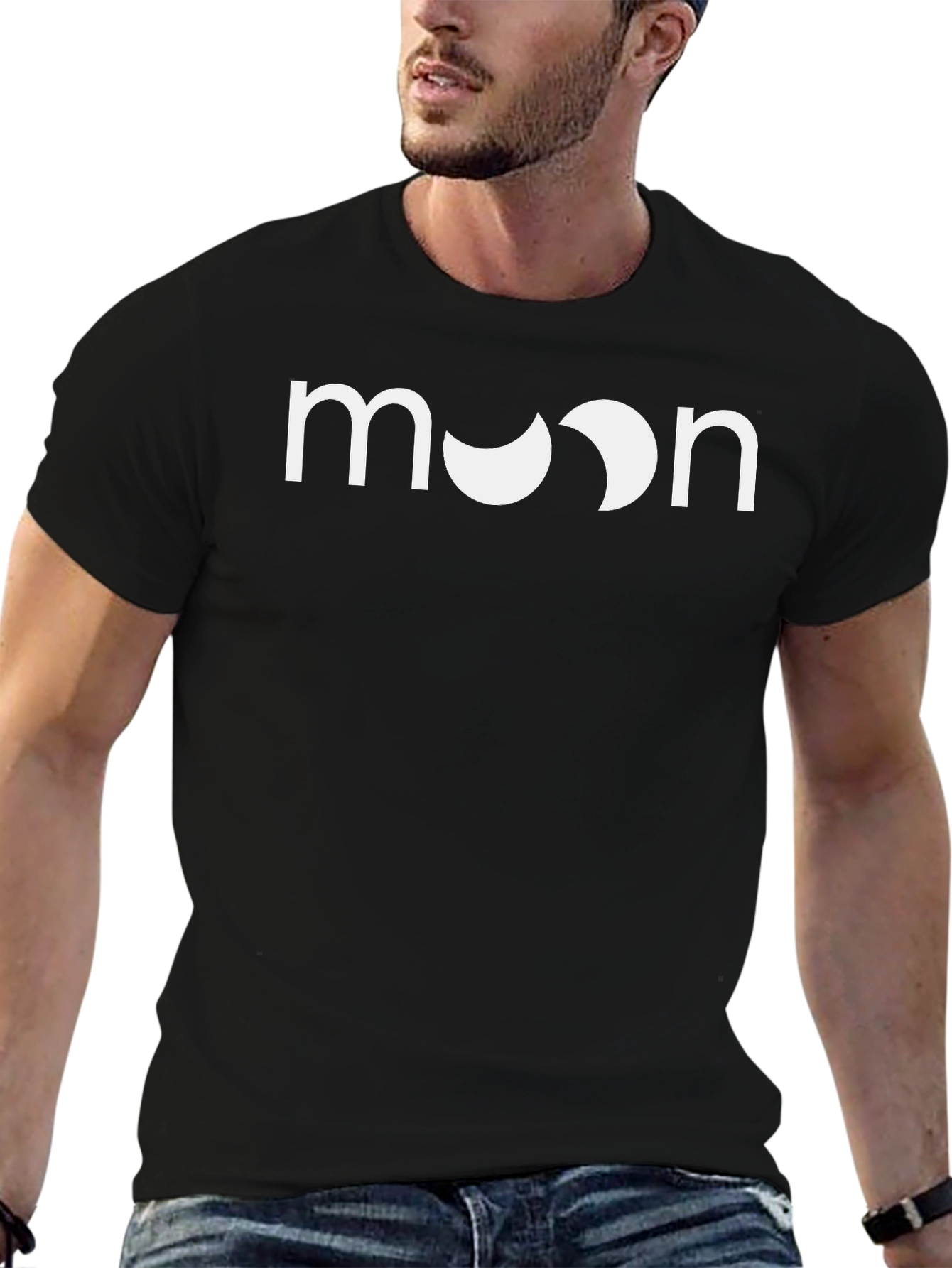 Moon Graphic Tee - Black Cotton Blend