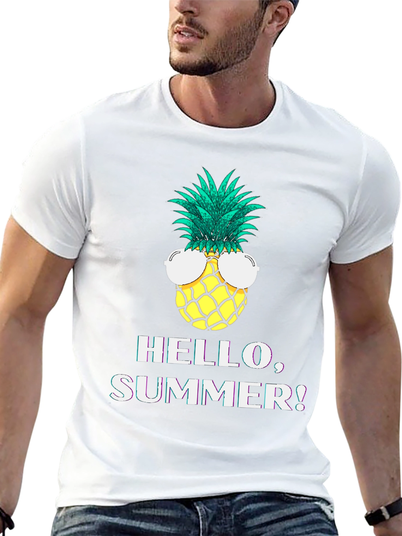 Hello Summer Pineapple Graphic T-Shirt