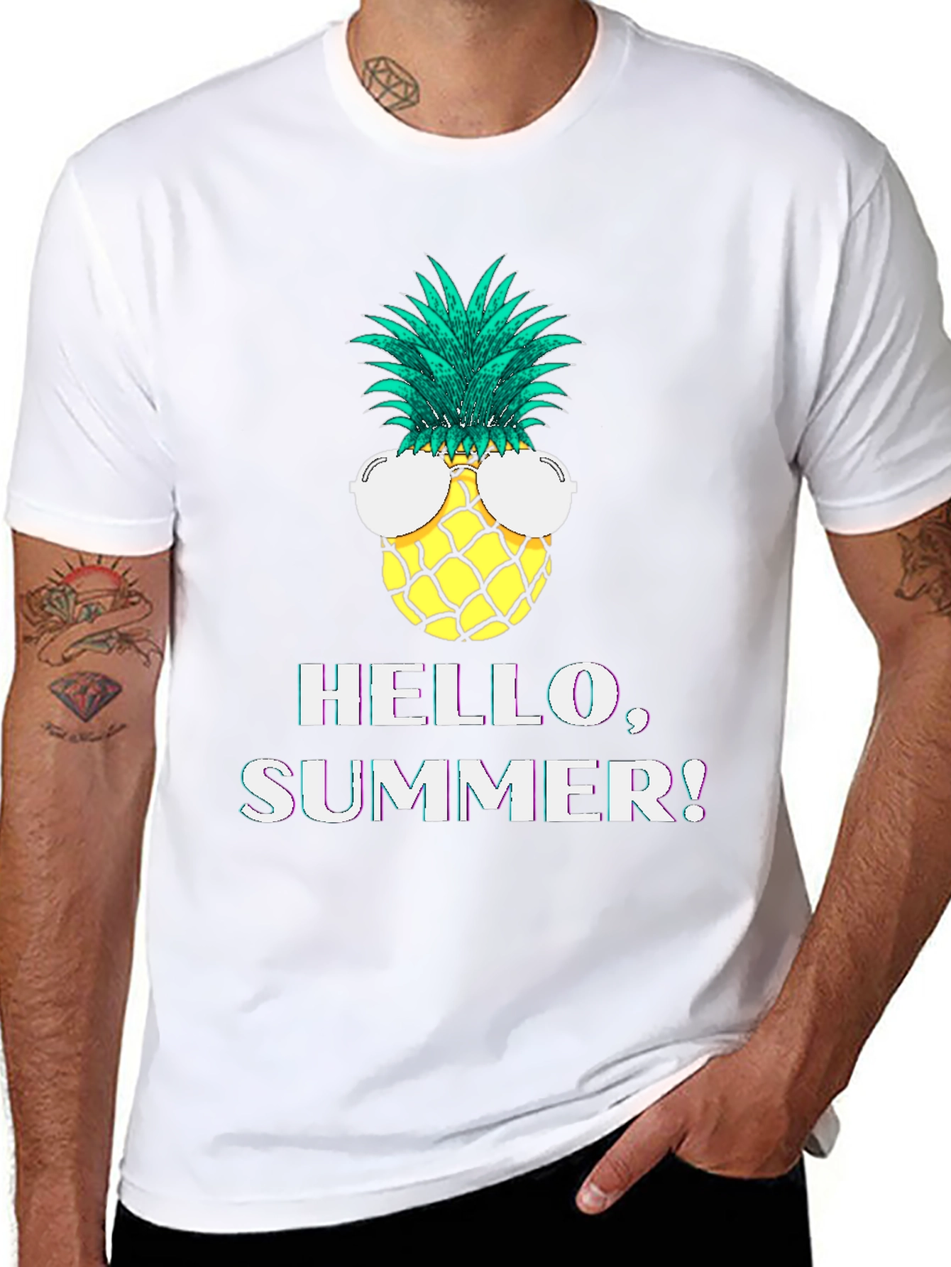 Hello Summer Pineapple Graphic T-Shirt