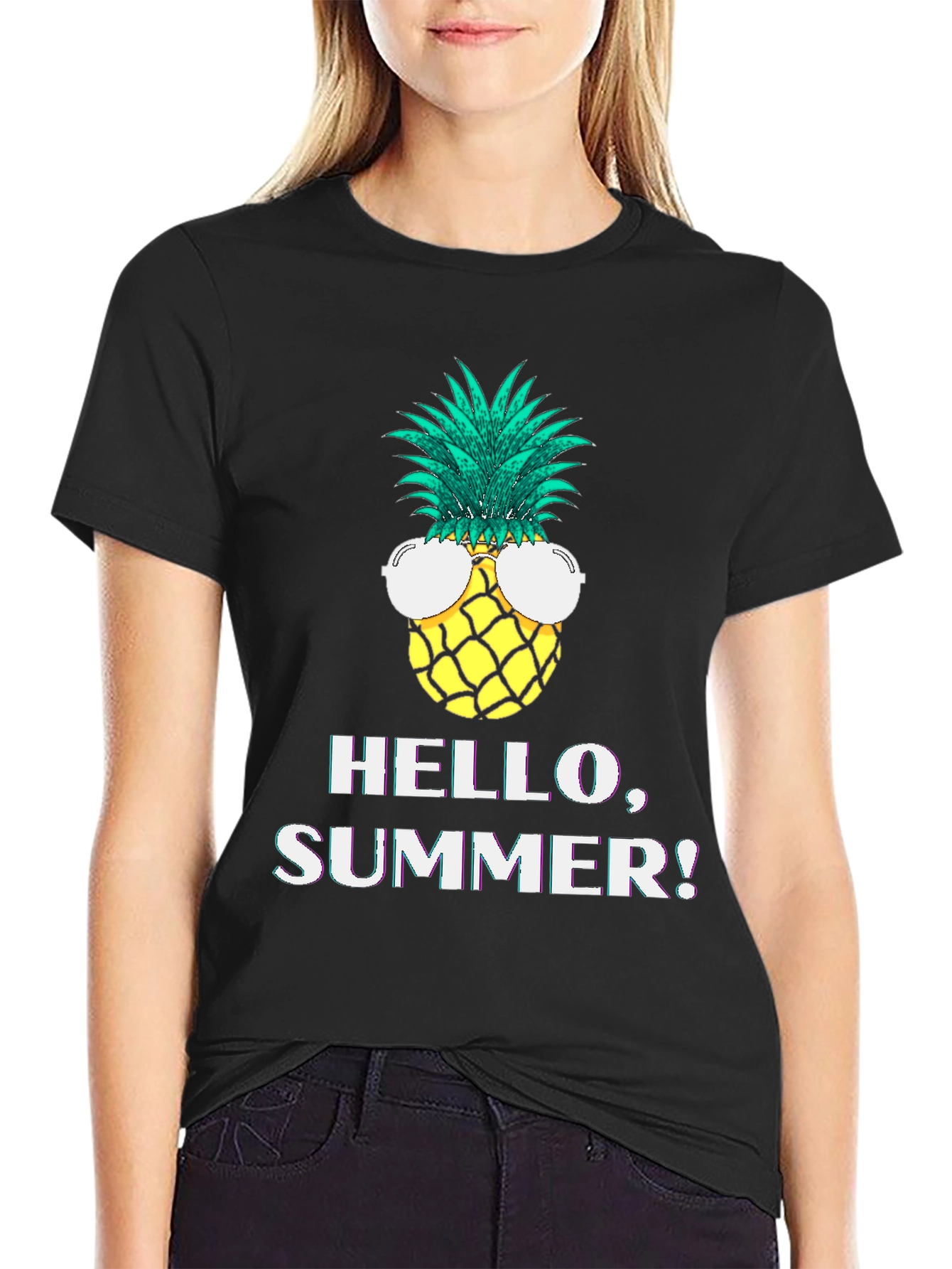 Hello Summer Pineapple Graphic T-Shirt