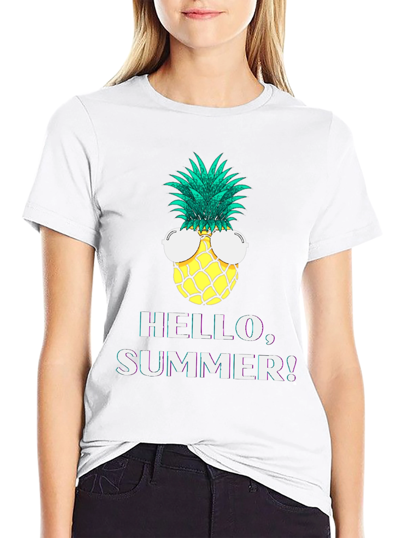 Hello Summer Pineapple Graphic T-Shirt