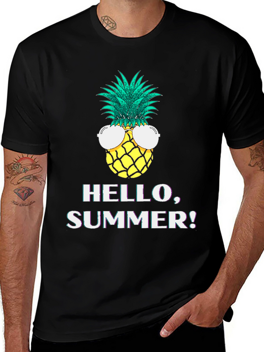 Hello Summer Pineapple Graphic T-Shirt