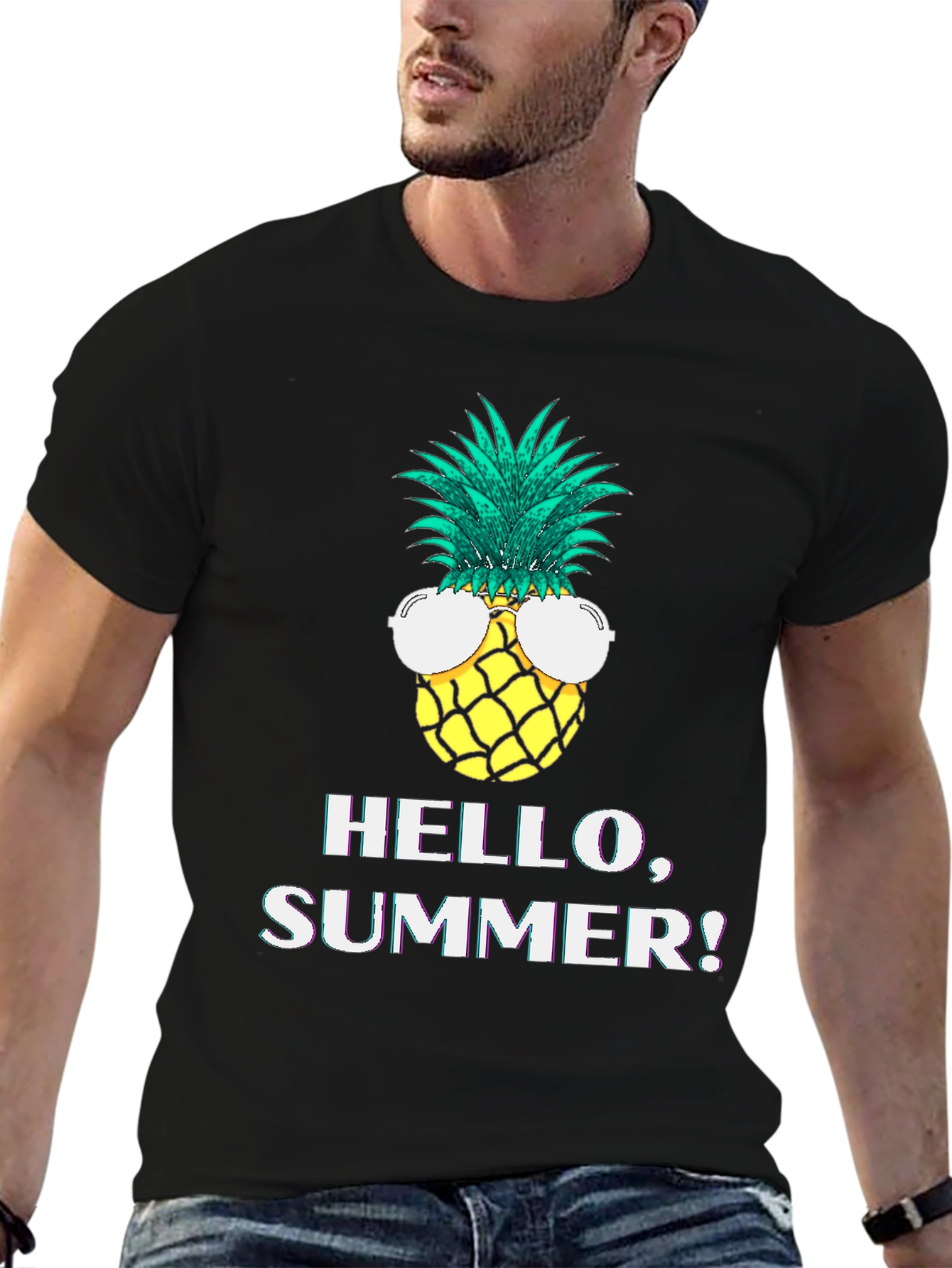 Hello Summer Pineapple Graphic T-Shirt