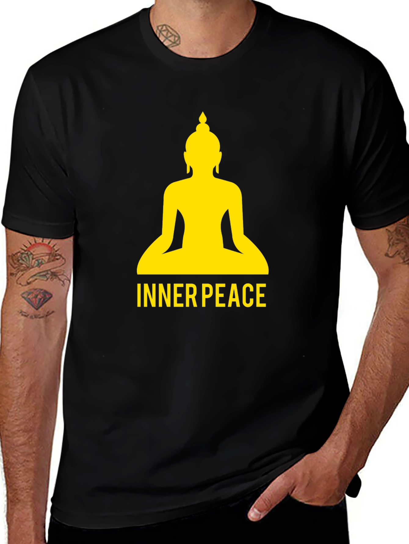 Inner Peace Buddha Graphic Black T-Shirt