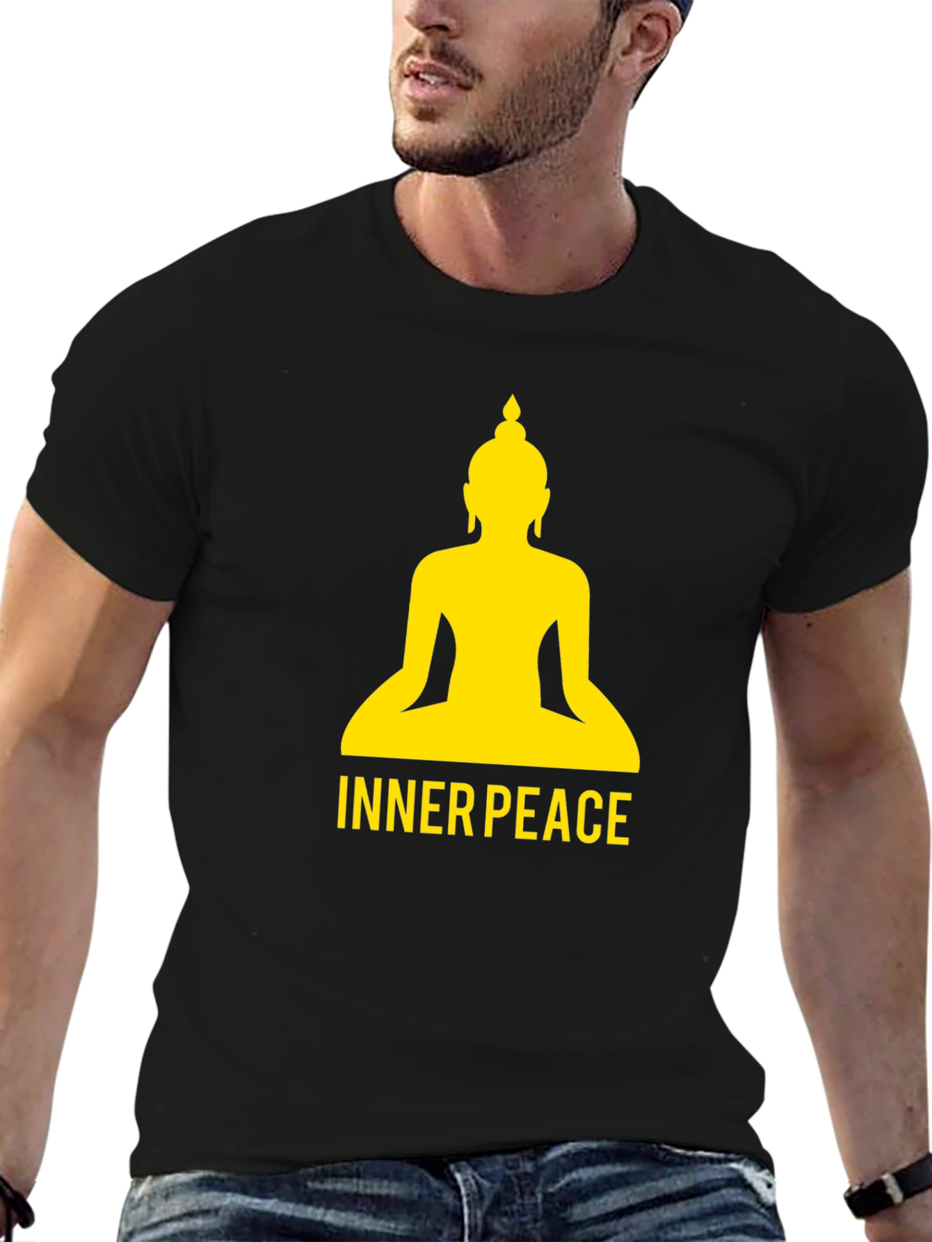 Inner Peace Buddha Graphic Black T-Shirt